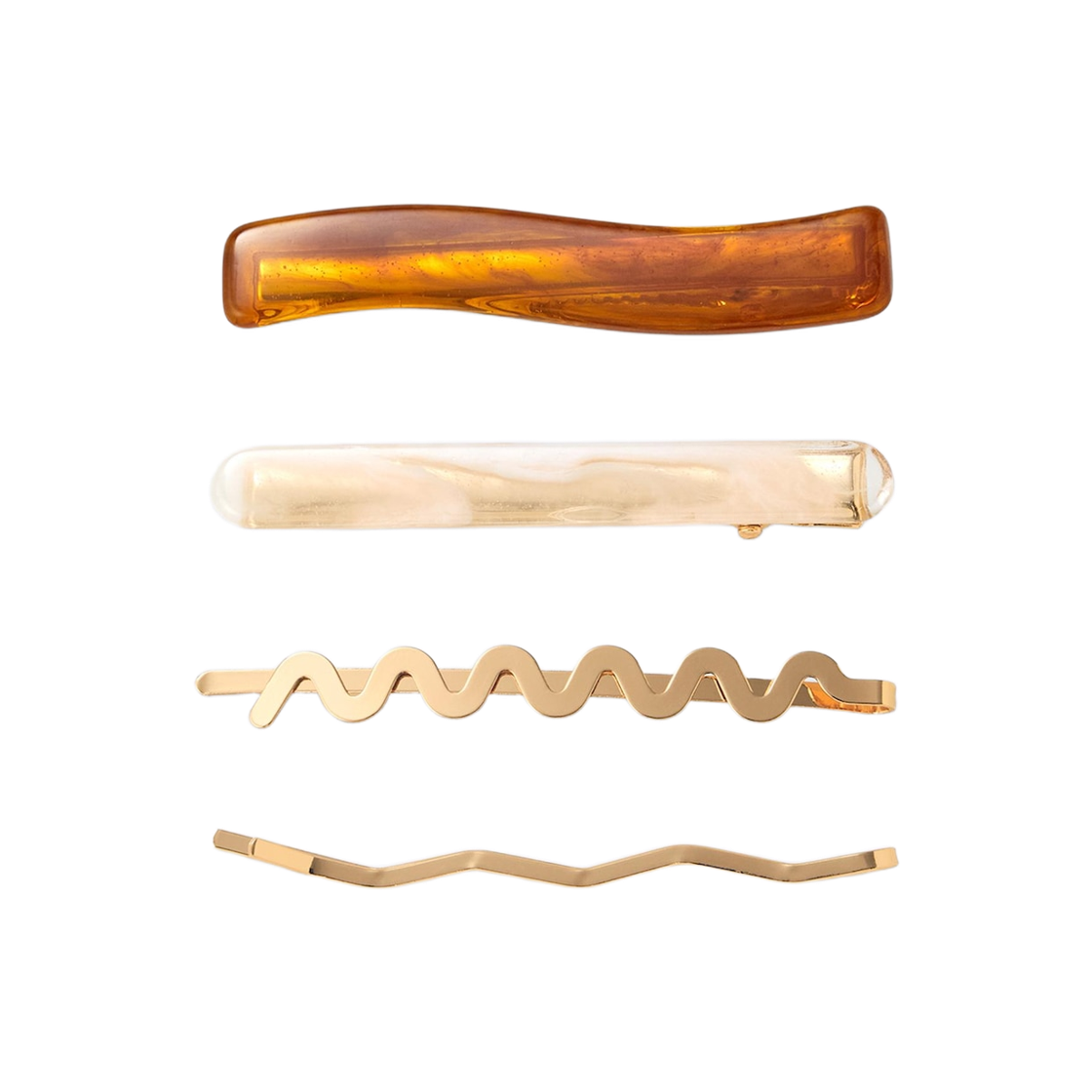 (W) GU 컬러 웨이브 헤어 핀 브라운 (4개입)((W) GU Color Wave Hair Pin Brown (4 Pack))