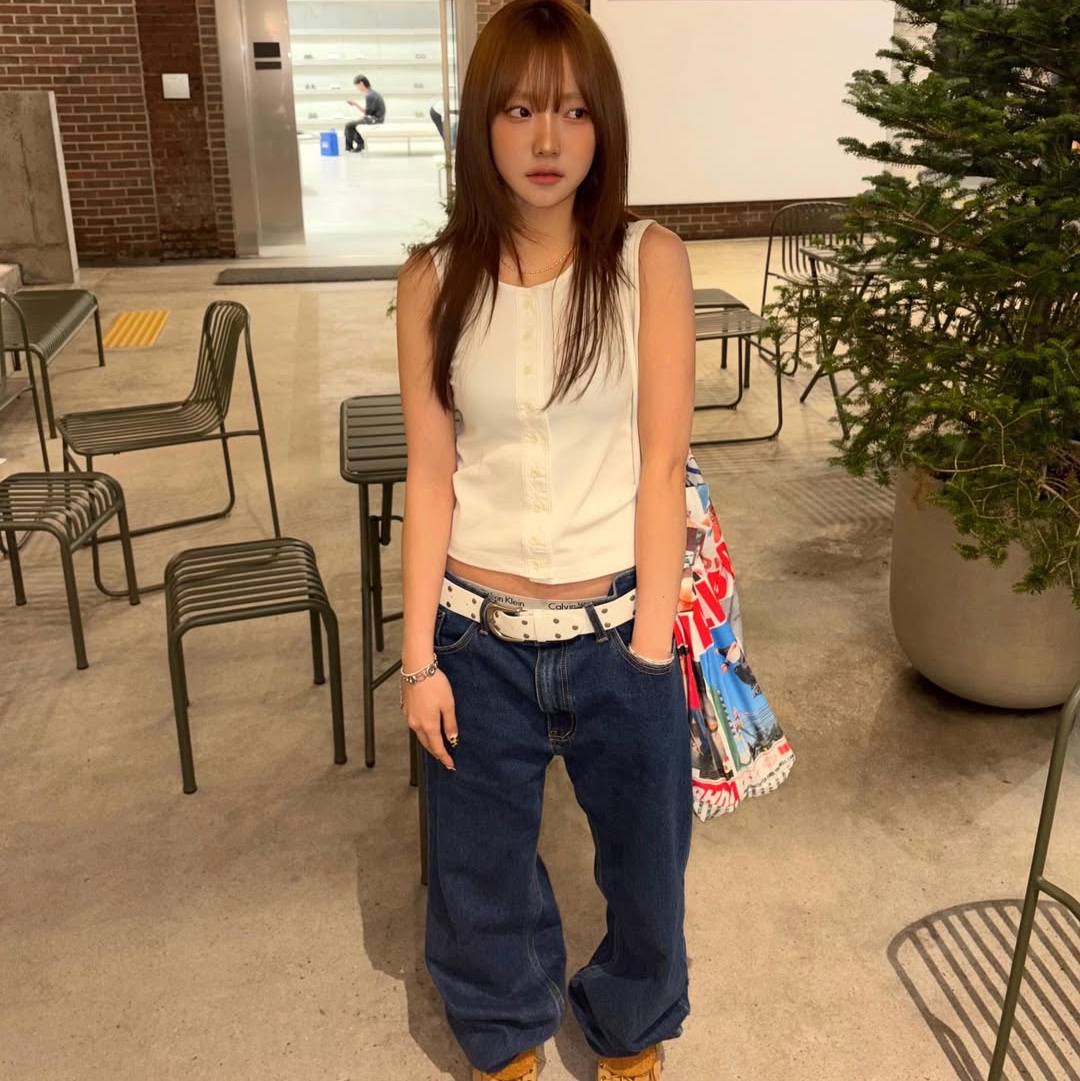 ersco Straight Jeans Blue 착용 스타일 - 1
