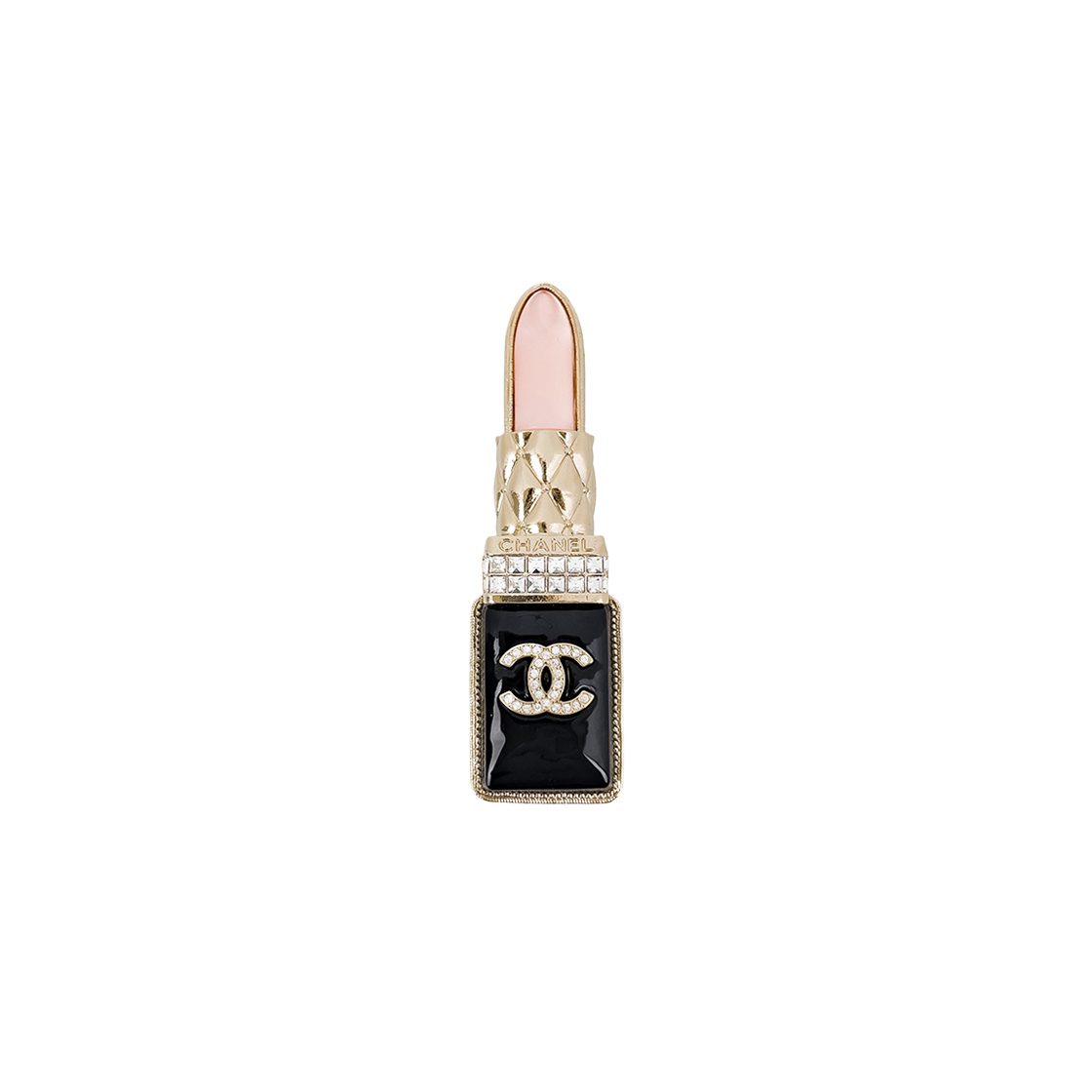 샤넬 22C 립스틱 브로치 블랙 & 핑크 (6ET0878)(Chanel 22C Lipstick Brooch Black & Pink 6ET0878) - 1