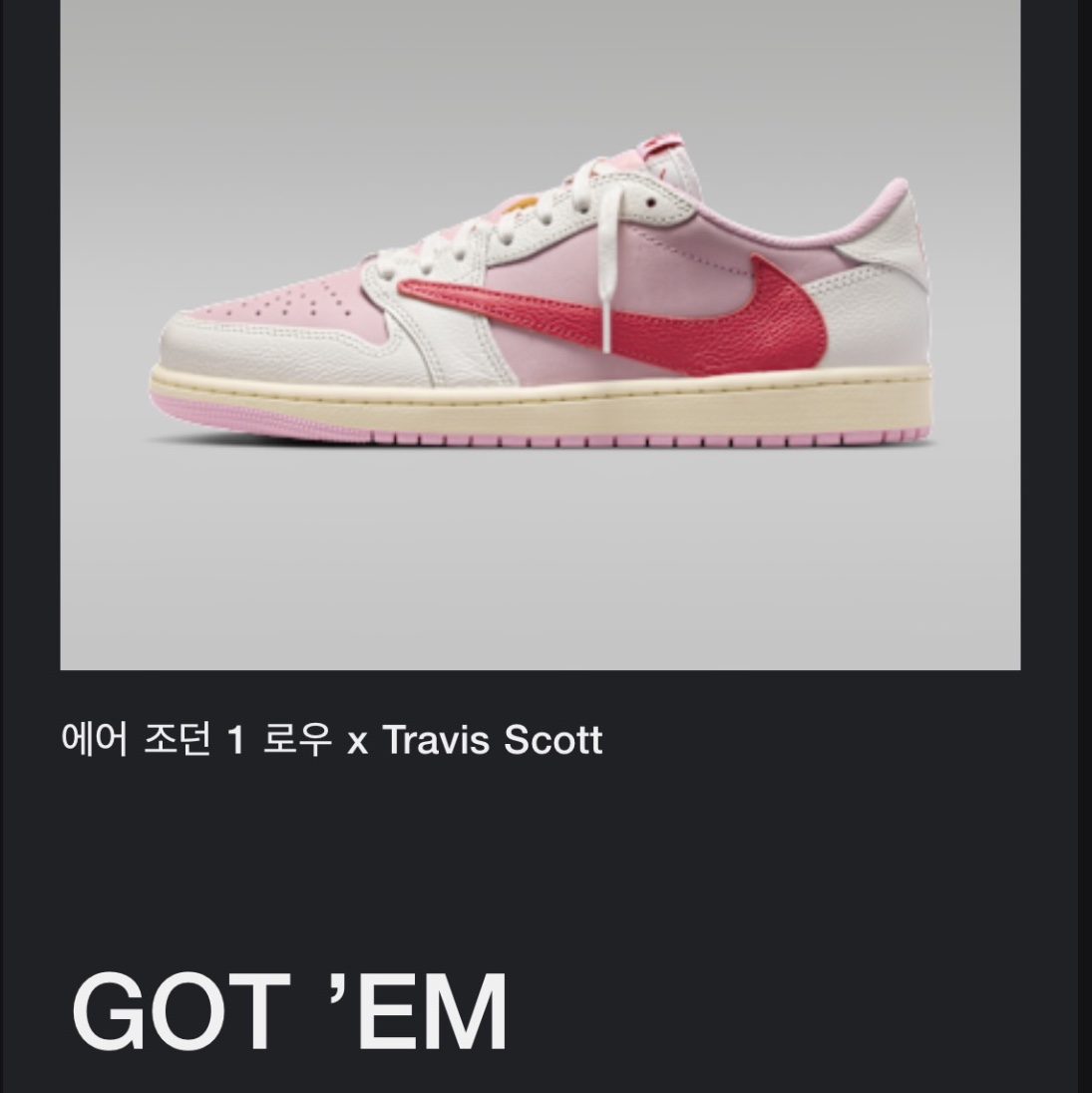 Jordan 1 x Travis Scott Retro Low OG SP Sail Tropical Pink 착용 스타일