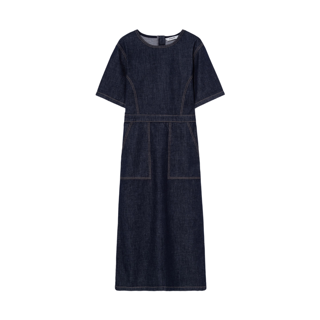 355471LPQR (W) 8seconds Short Sleeve Denim Long Onepiece Navy