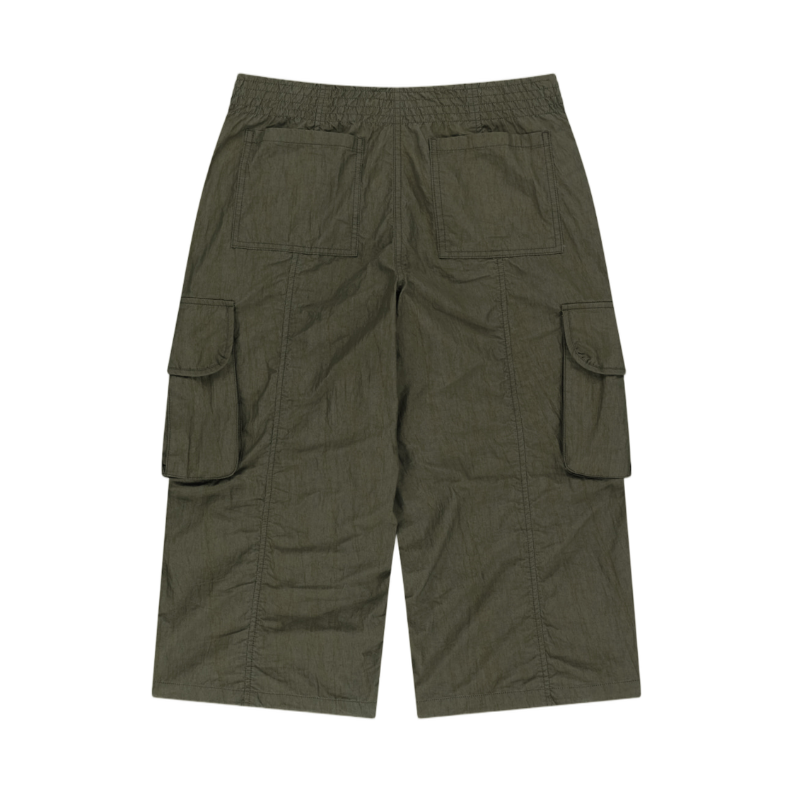 (W) 마뗑킴 크링클 카프리 팬츠 카키((W) Matin Kim Crinkle Capri Pants In Khaki) - 2