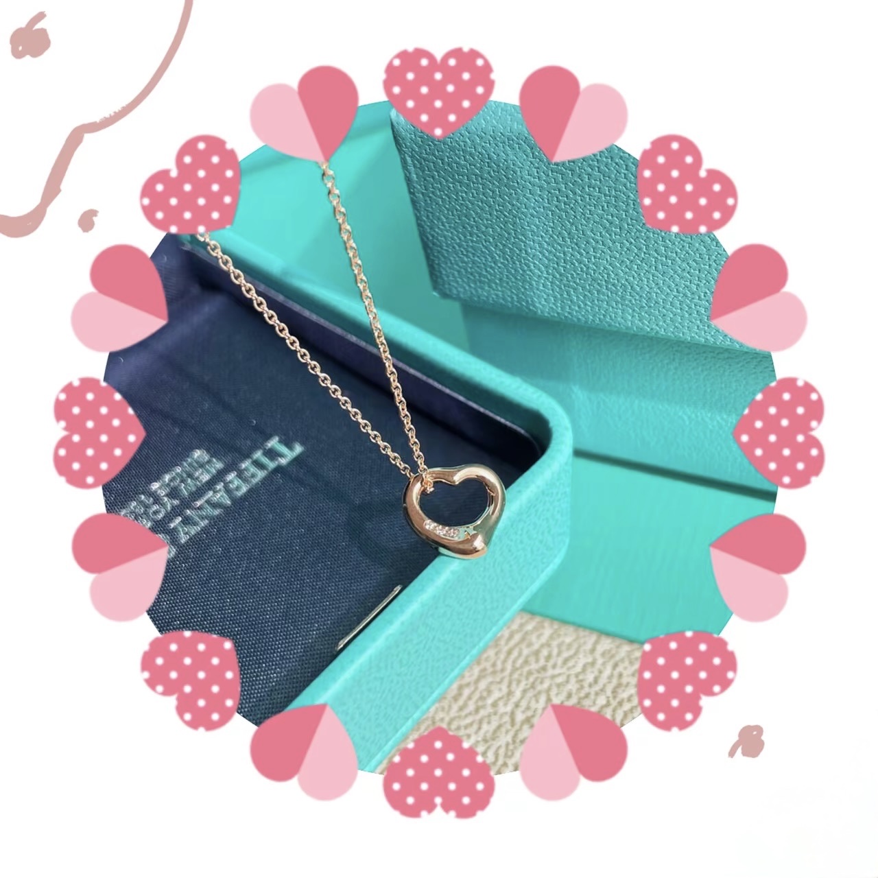 Tiffany & Co. Elsa Peretti Open Heart Pendant 7mm Rose Gold 착용 스타일