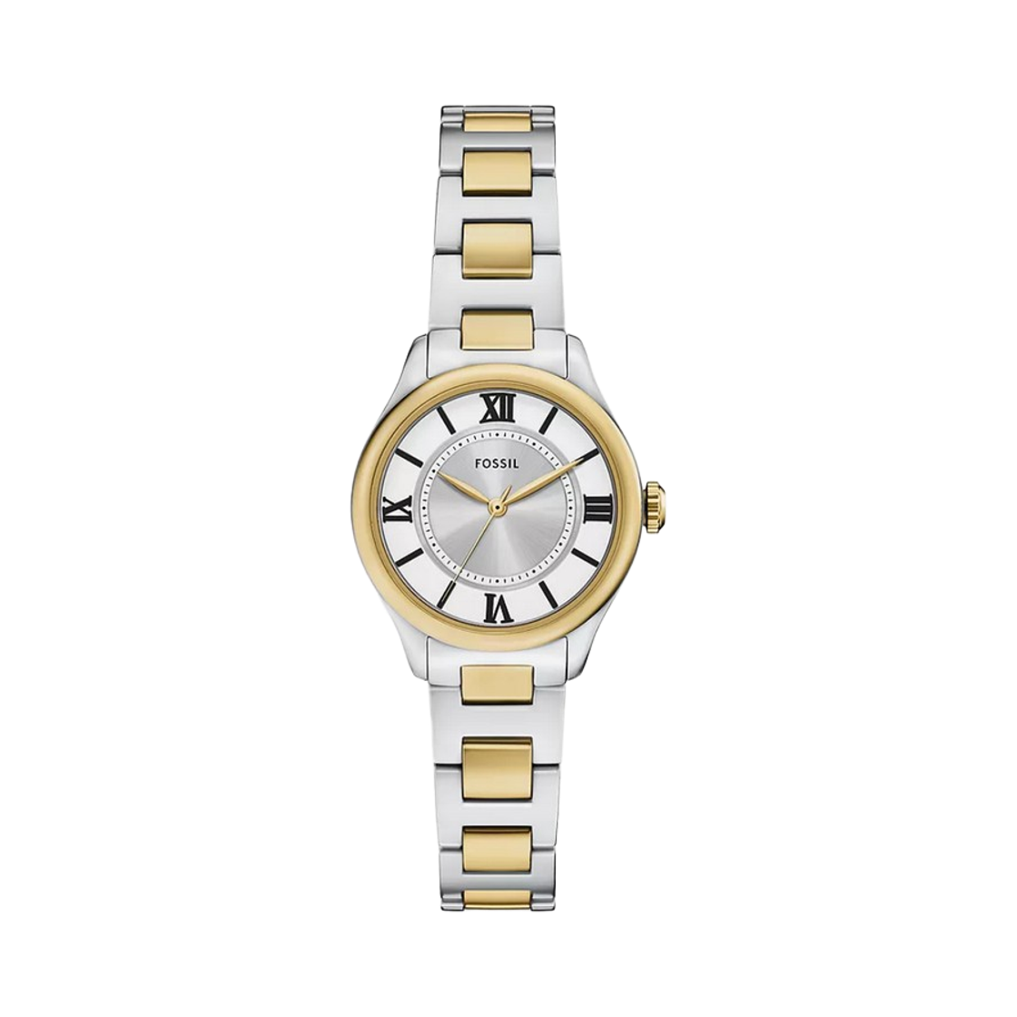 (W) 파슬 길모어 쿼츠 쓰리핸드 28mm 투톤 스테인리스 스틸 골드 실버((W) Fossil Gilmore Quartz Three-Hand 28mm Two-Tone Stainless Steel Gold Silver)