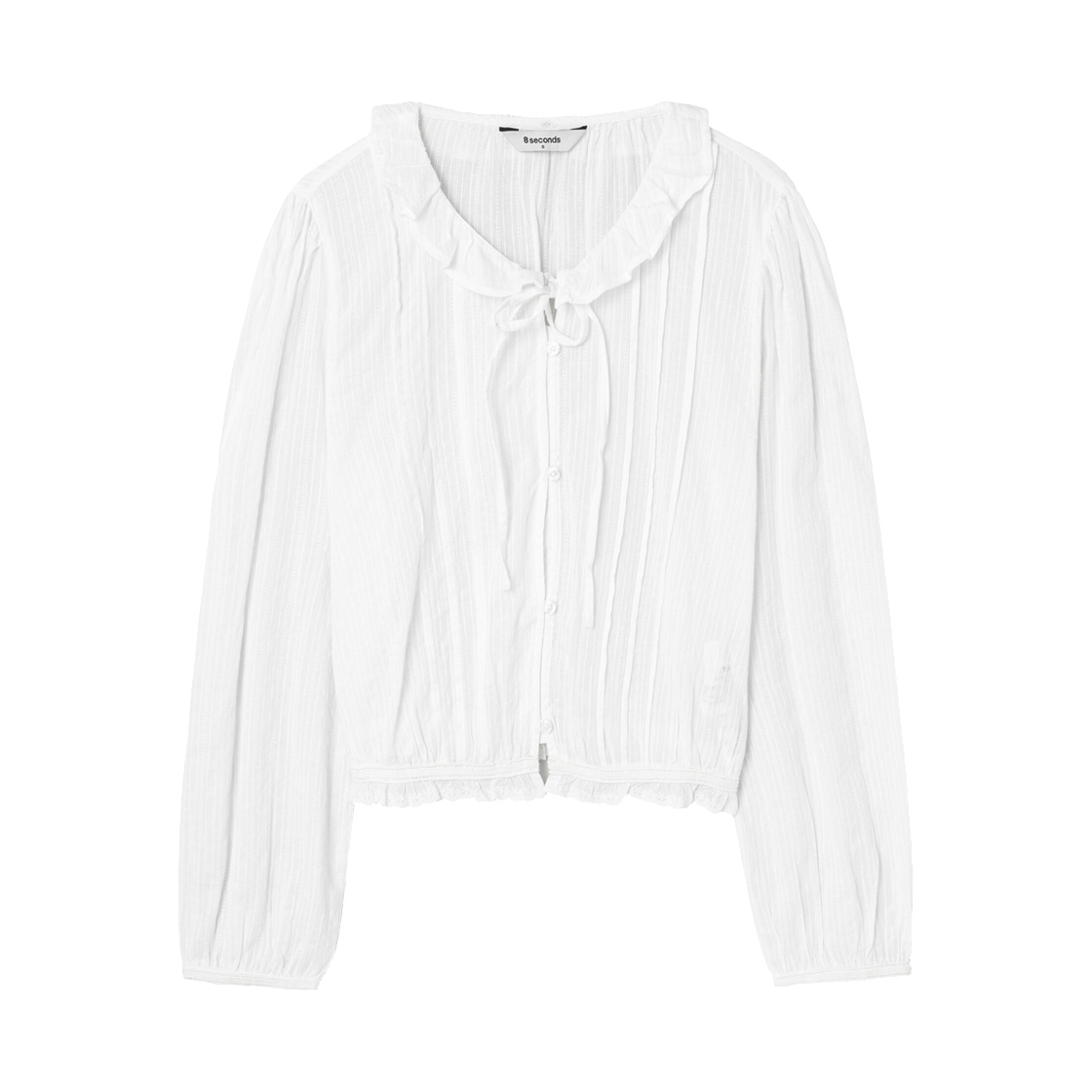 355364LY61 (W) 8seconds Cotton Lace Long Sleeve Blouse White