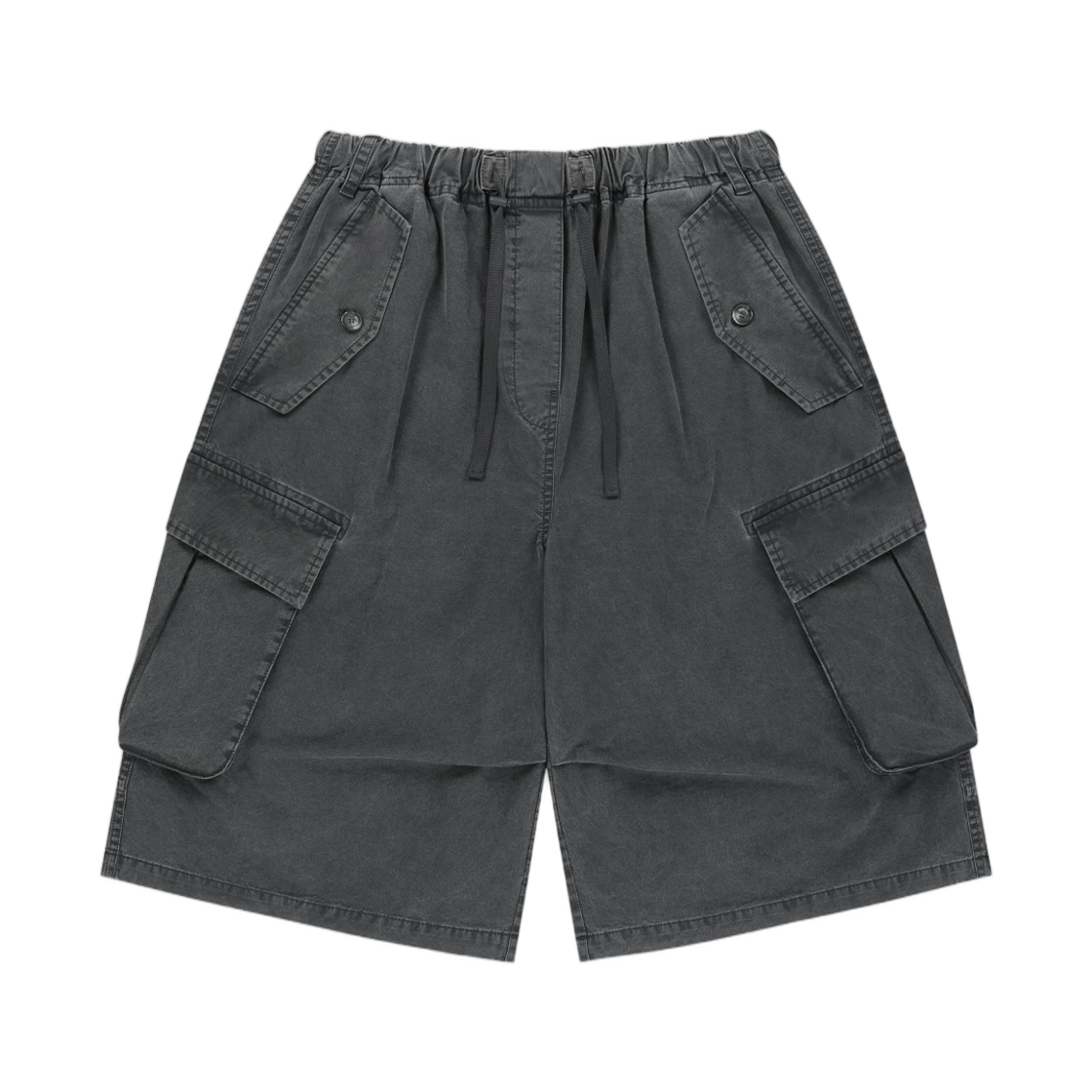 (W) 마뗑킴 워시드 코튼 패치 포켓 버뮤다 팬츠 차콜((W) Matin Kim Washed Cotton Patch Pocket Bermuda Pants In Charcoal)
