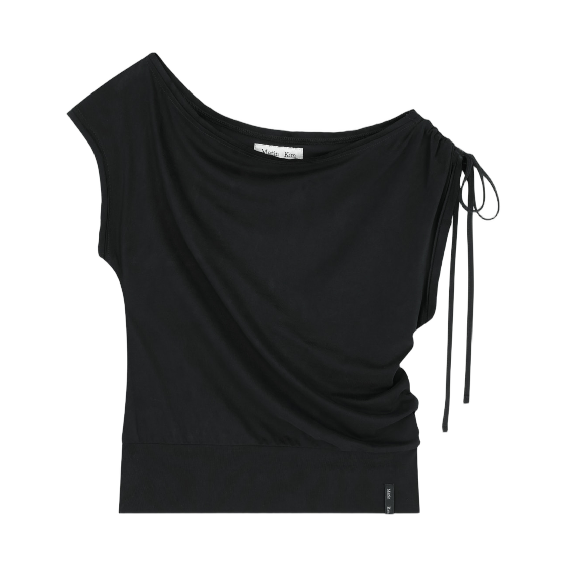 MK2634TS031MBB (W) Matin Kim Draped Asymmetric Sleeveless Top In Black