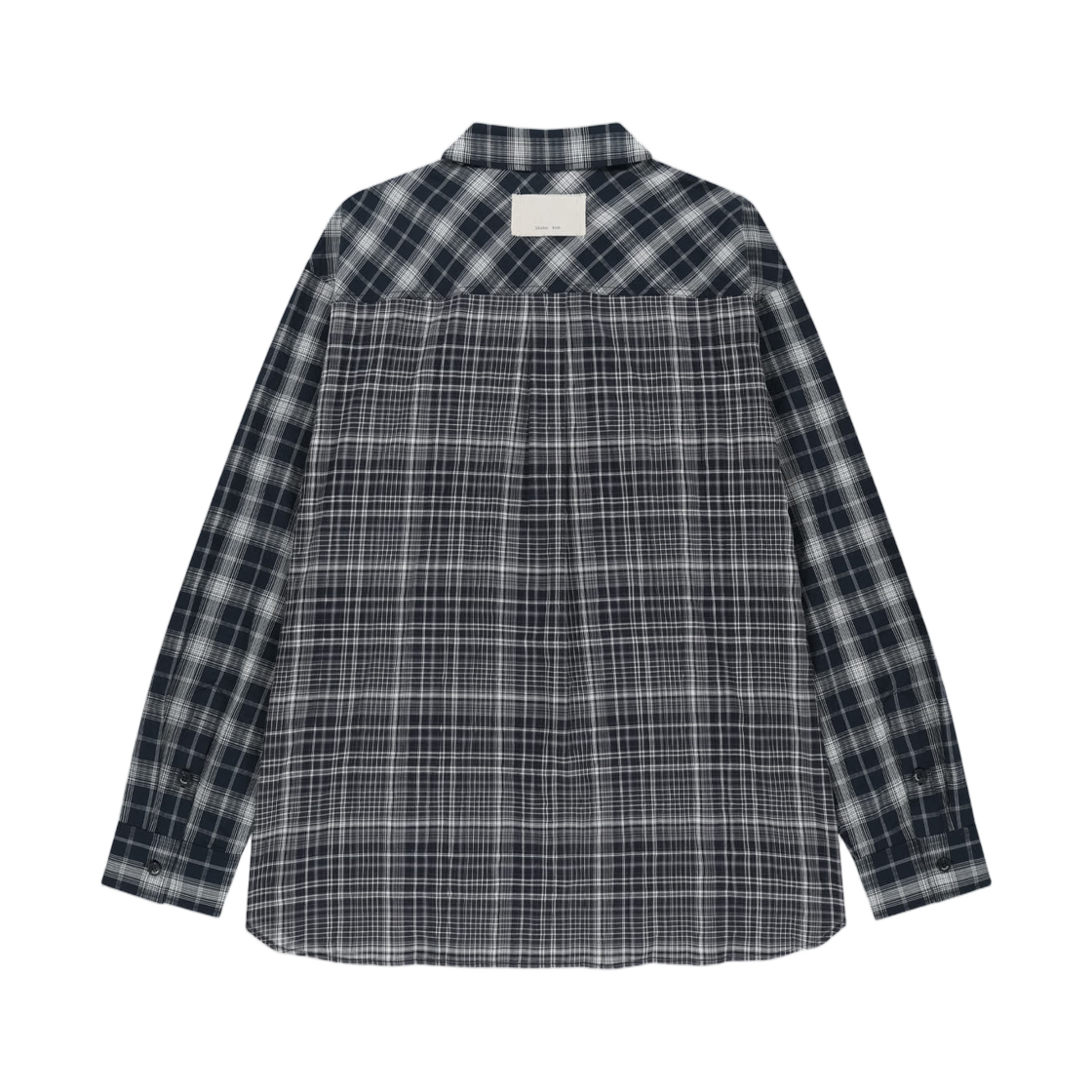 마뗑킴 믹스드 체크 오버 핏 셔츠 네이비(Matin Kim Mixed Check Over Fit Shirt In Navy) - 2