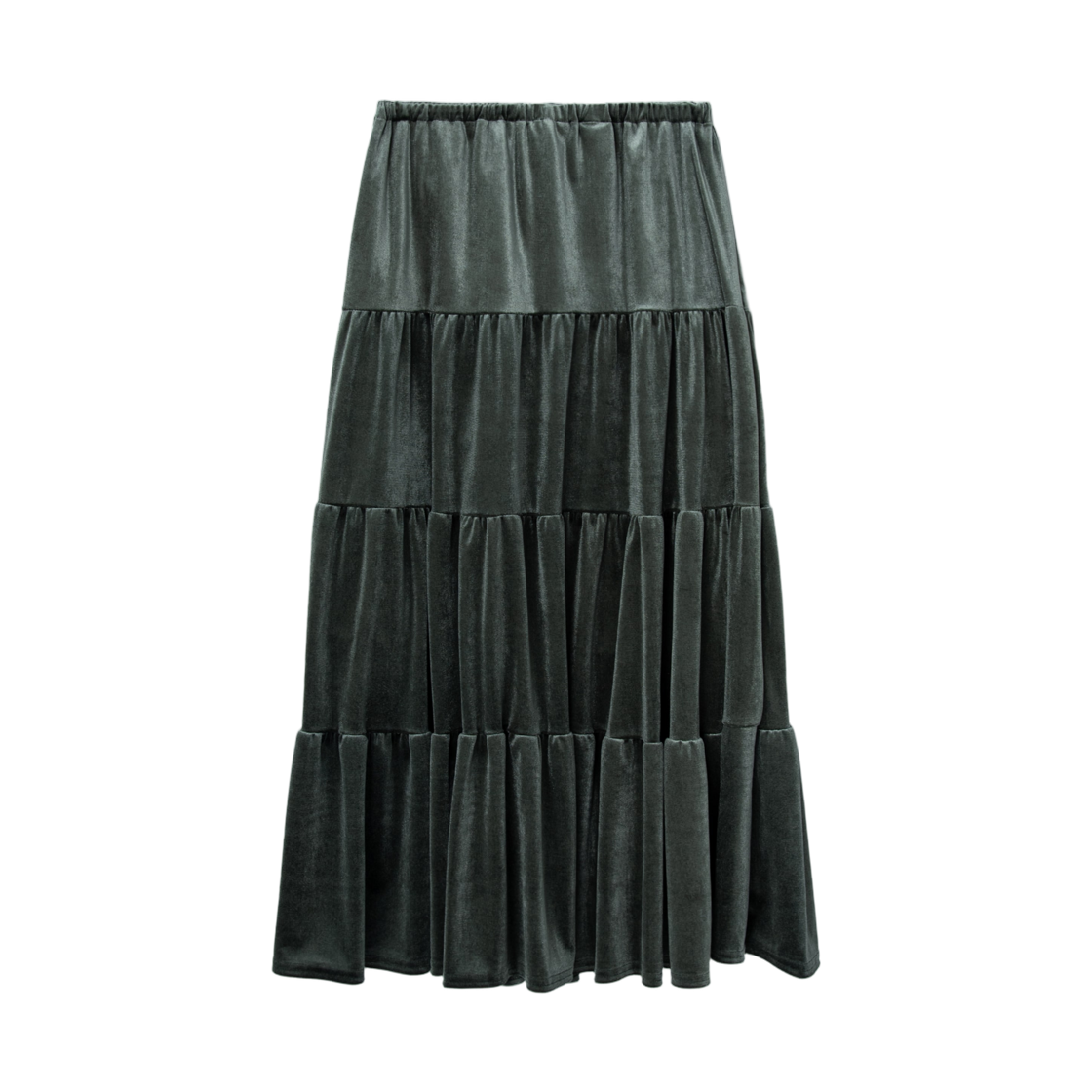 (W) 에잇세컨즈 맥시 렝스 벨벳 스커트 카키((W) 8seconds Maxi Length Velvet Skirt Khaki) - 2