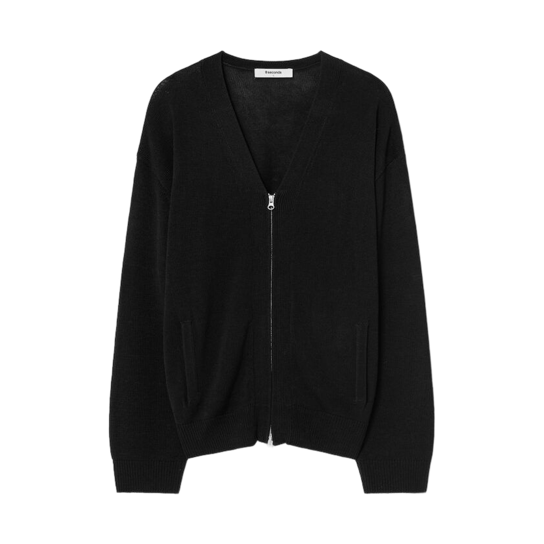 에잇세컨즈 와이넥 집업 가디건 블랙(8seconds Y-Neck Zip Up Cardigan Black) - 1