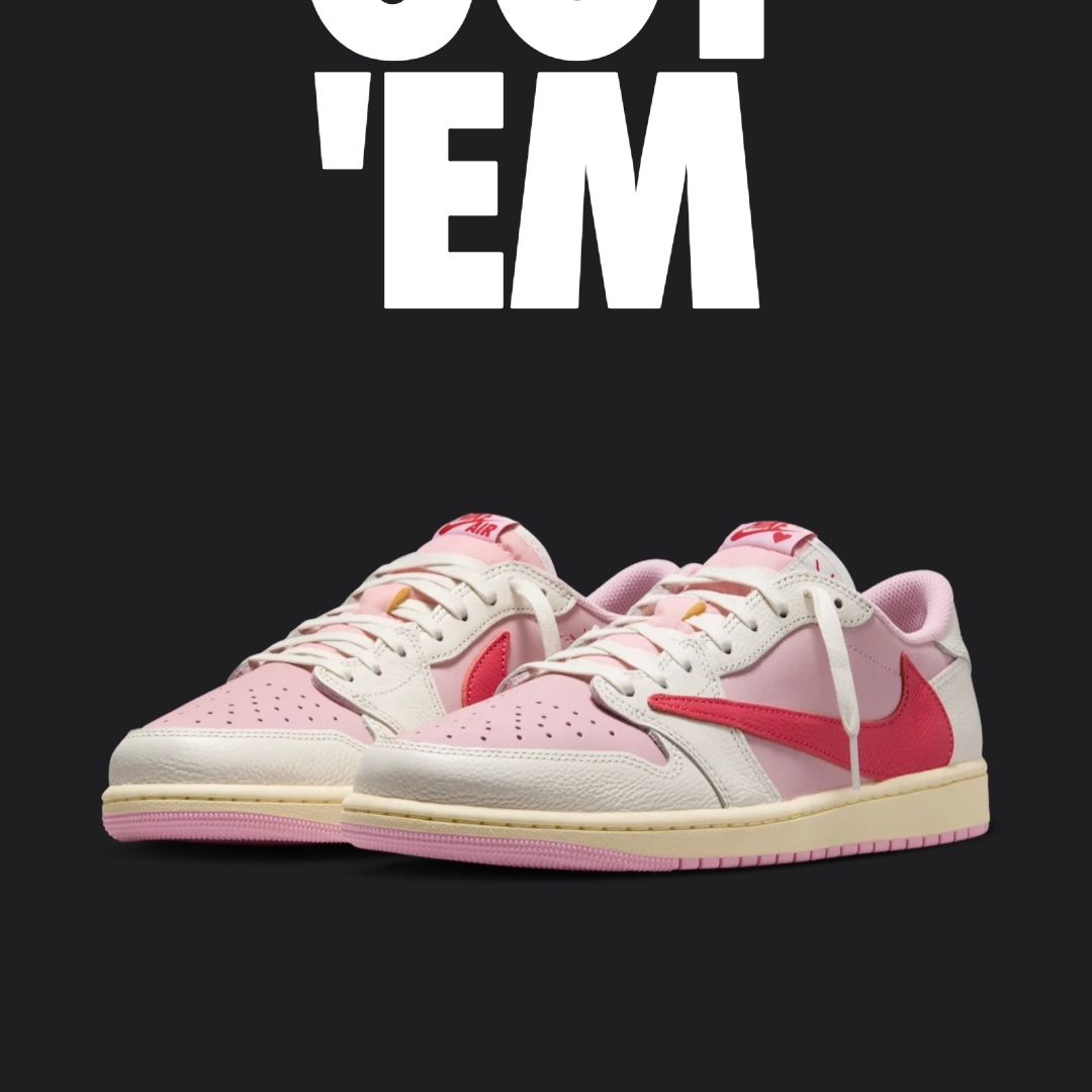 Jordan 1 x Travis Scott Retro Low OG SP Sail Tropical Pink 착용 스타일