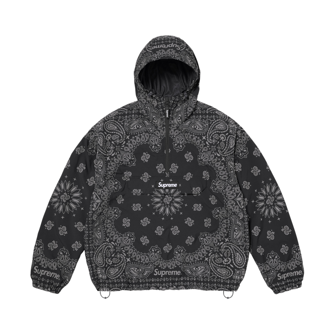 슈프림 리플렉티브 반다나 아노락 블랙 - 26SS(Supreme Reflective Bandana Anorak Black - 26SS)