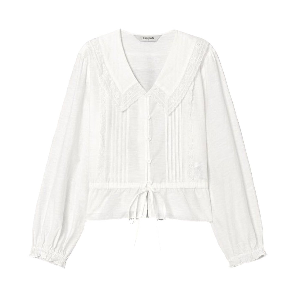 (W) 에잇세컨즈 브이넥 빅 칼라 블라우스 화이트((W) 8seconds V-Neck Big Collar Blouse White) - 1