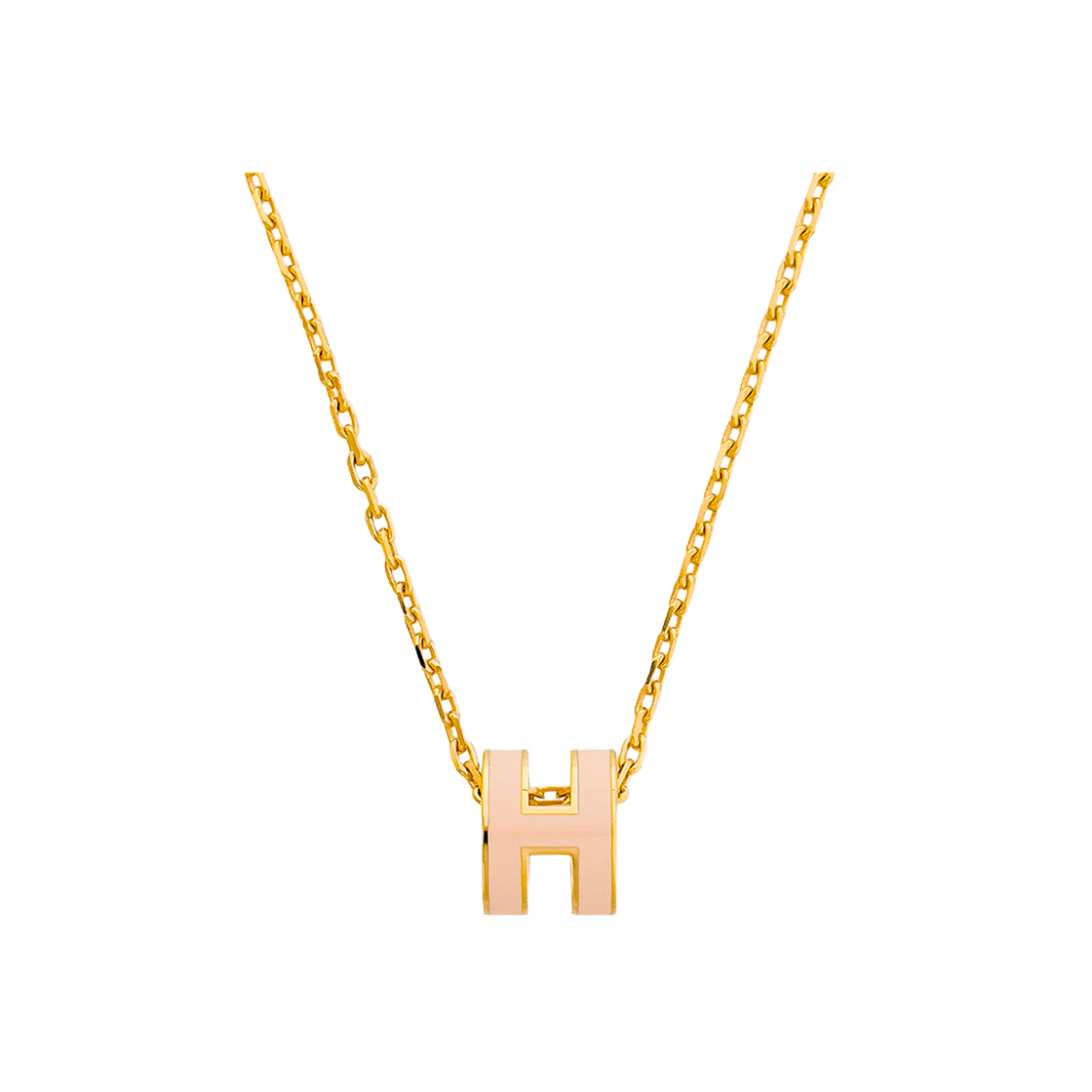 IT3INRKKCV48 Hermes Petit Pasha Necklace in Rose Dragee Gold Finish