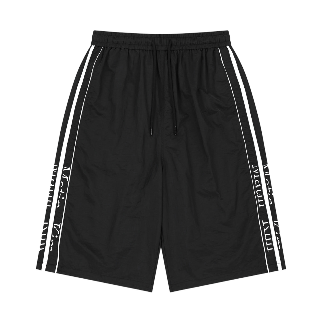 마뗑킴 사이드 로고 버뮤다 트랙 팬츠 블랙(Matin Kim Side Logo Bermuda Track Pants In Black)