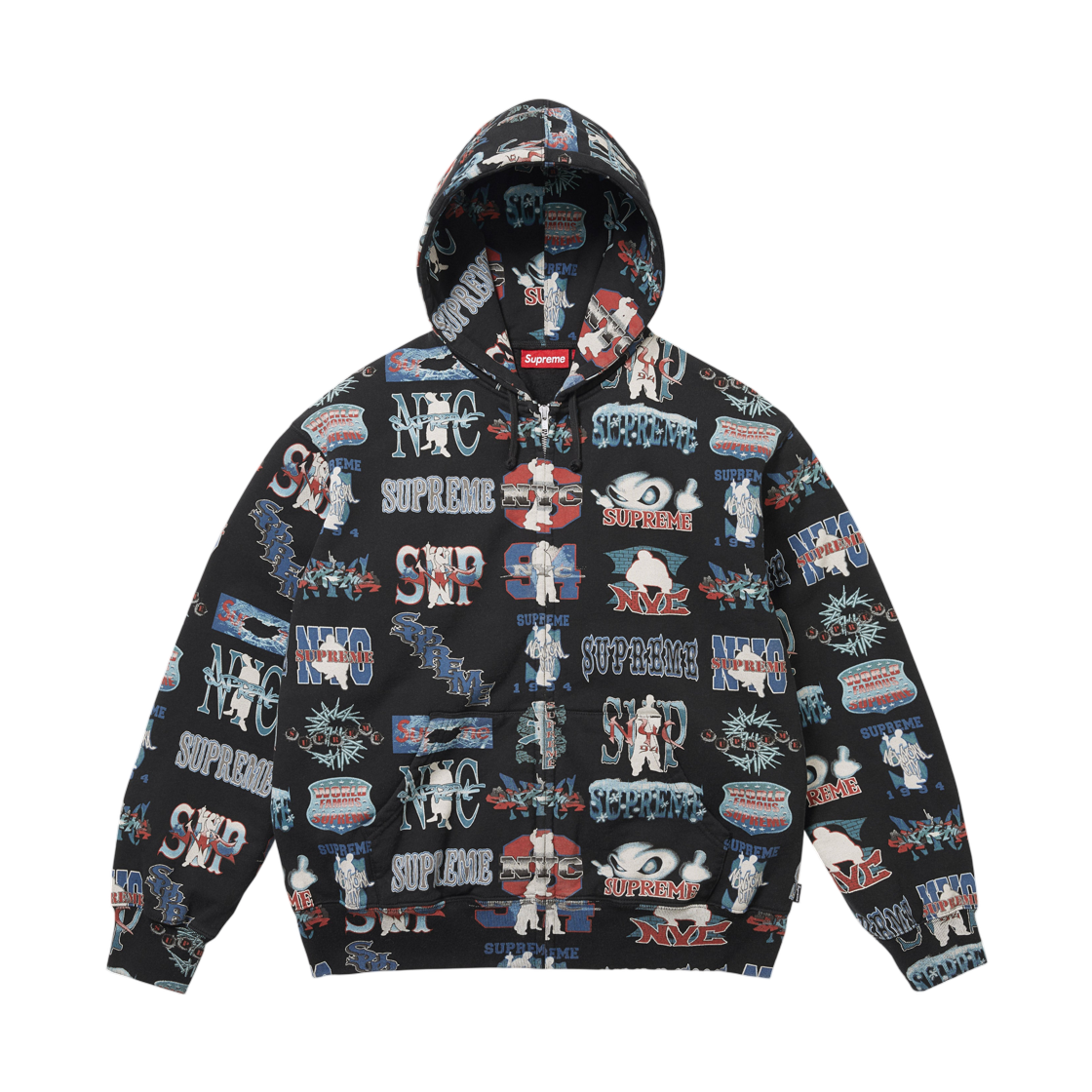 - Supreme Flash Zip Up Hooded Sweatshirt Black - 26SS