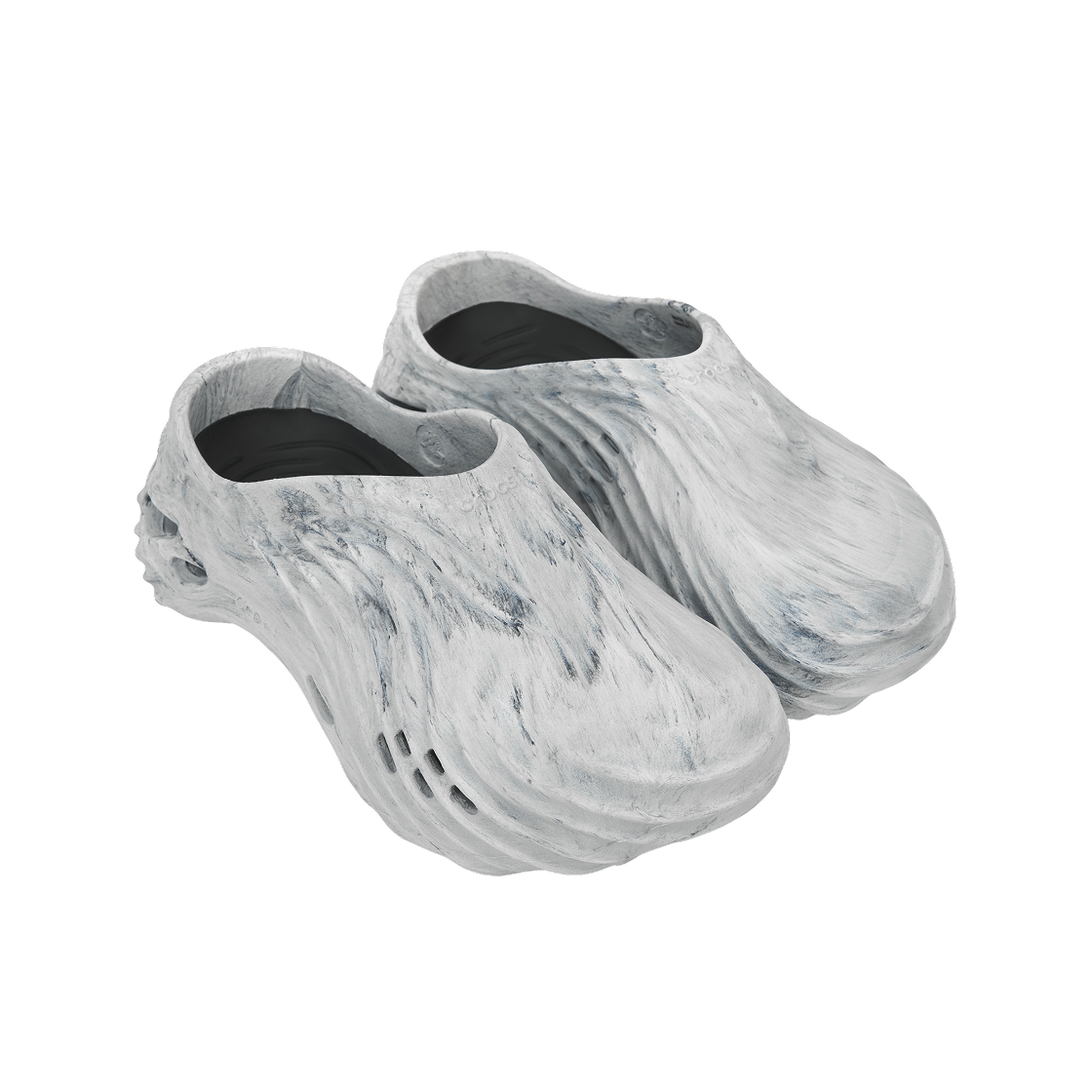 크록스 에코 워터컬러 마블드 웨이브 클로그 블랙 화이트(Crocs Echo Watercolor Marbled Wave Clog Black White) - 4