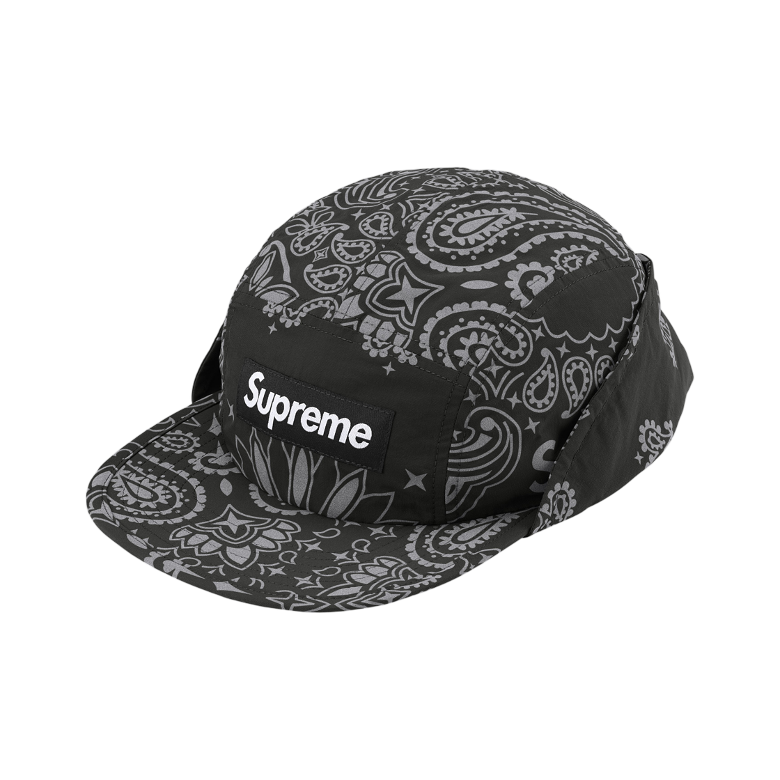 슈프림 리플렉티브 반다나 선쉴드 캠프캡 블랙 - 26SS(Supreme Reflective Bandana Sunshield Camp Cap Black - 26SS)