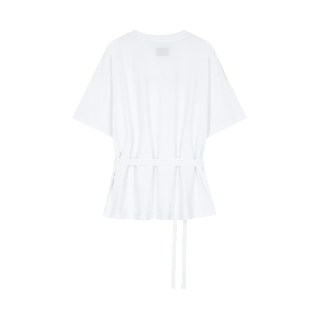 (W) 마뗑킴 타이 디테일 드레이프 로고 탑 화이트((W) Matin Kim Tie Detail Draped Logo Top In White) - 2