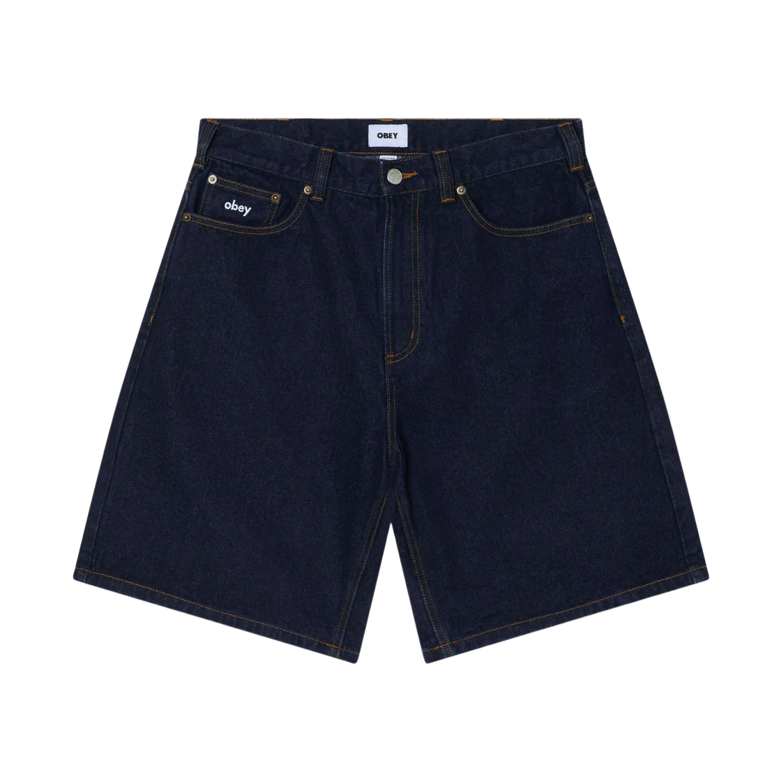 오베이 빅윅 배기 데님 쇼츠 린스 인디고(Obey Bigwig Baggy Denim Shorts Rinse Indigo)