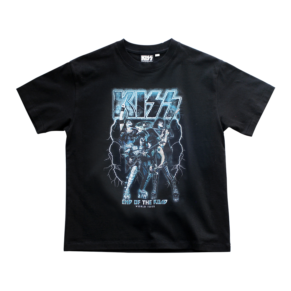 메인부스 X KISS 블루 라이트닝 티셔츠 블랙(MAINBOOTH X KISS Blue Lightning T-shirt Black)