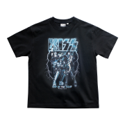 MAINBOOTH X KISS Blue Lightning T-shirt Black