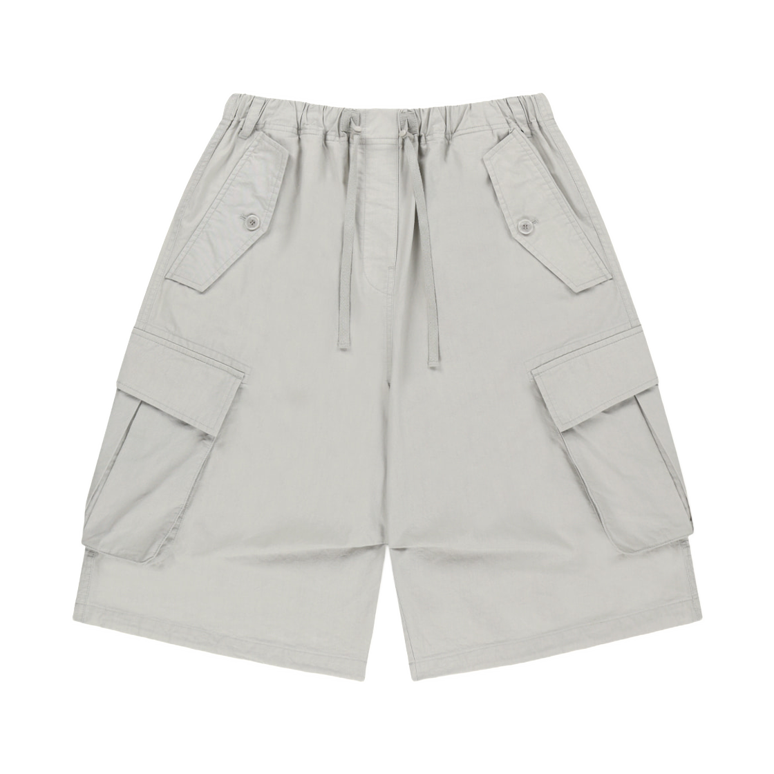 (W) 마뗑킴 워시드 코튼 패치 포켓 버뮤다 팬츠 라이트 그레이((W) Matin Kim Washed Cotton Patch Pocket Bermuda Pants In Light Grey)