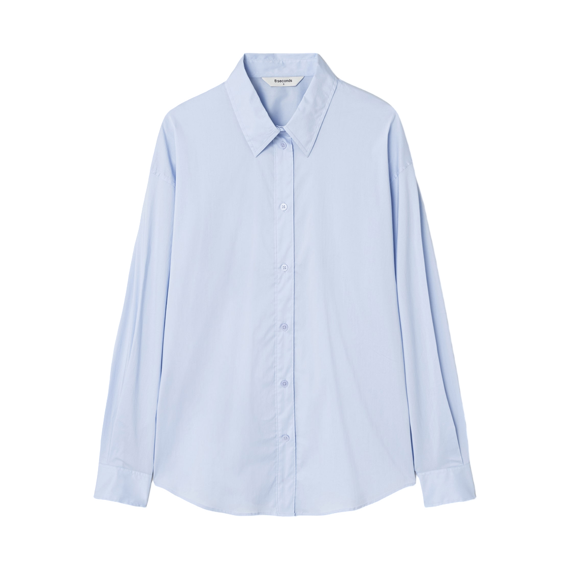 (W) 에잇세컨즈 칼라 넥 롱슬리브 셔츠 스카이 블루((W) 8seconds Collar Neck Long Sleeve Shirt Sky Blue)