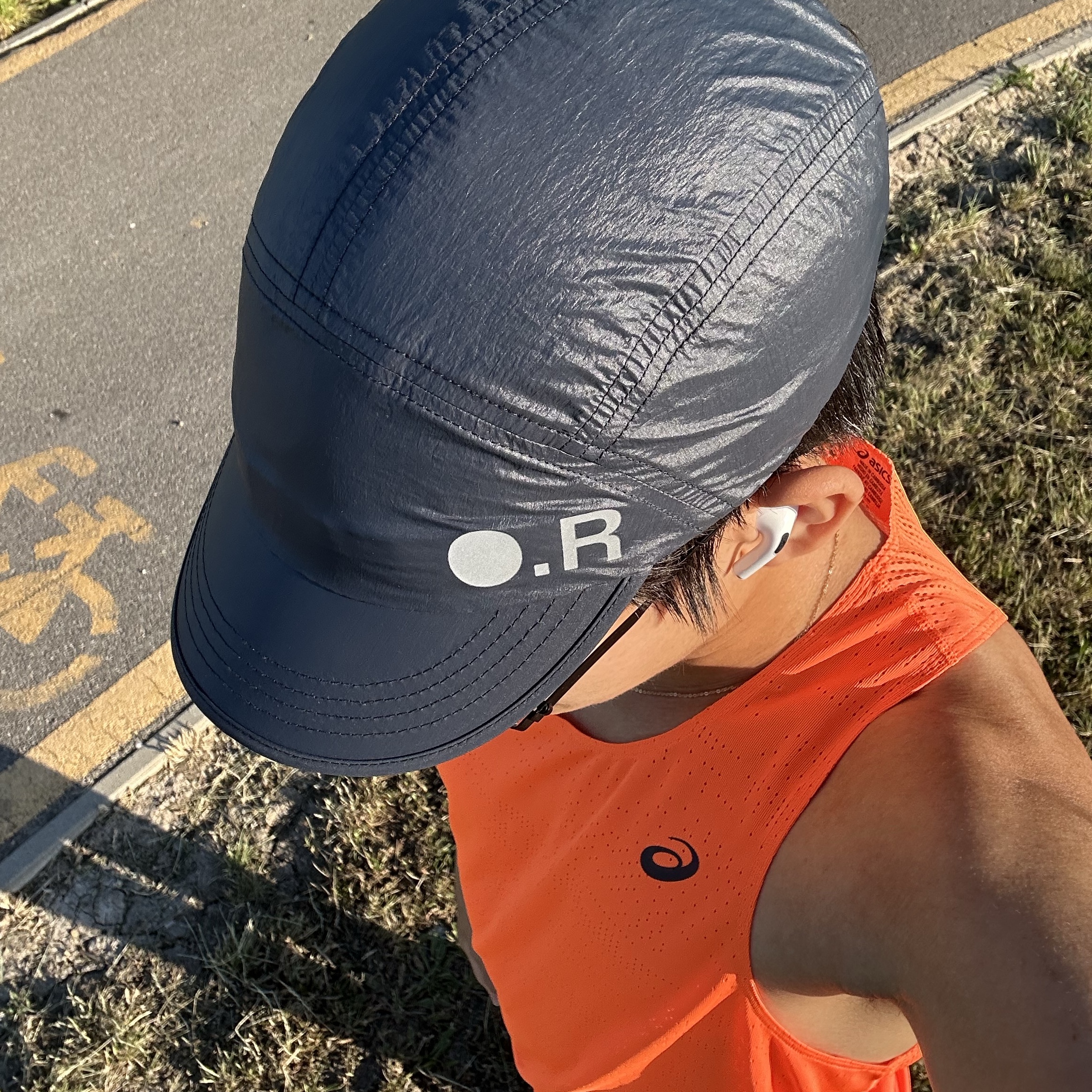 Optimistic Runners Nylon OR Cap Dark Blue, Asics Metarun Singlet Yamabuki 착용 스타일 - 2