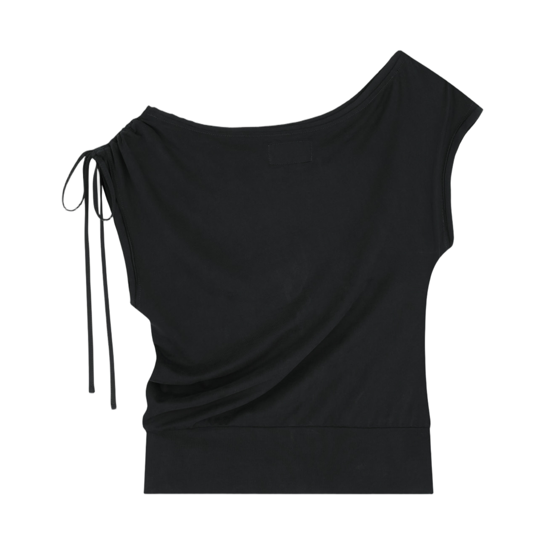 (W) 마뗑킴 드레이프 어시메트릭 슬리브리스 탑 블랙((W) Matin Kim Draped Asymmetric Sleeveless Top In Black) - 2