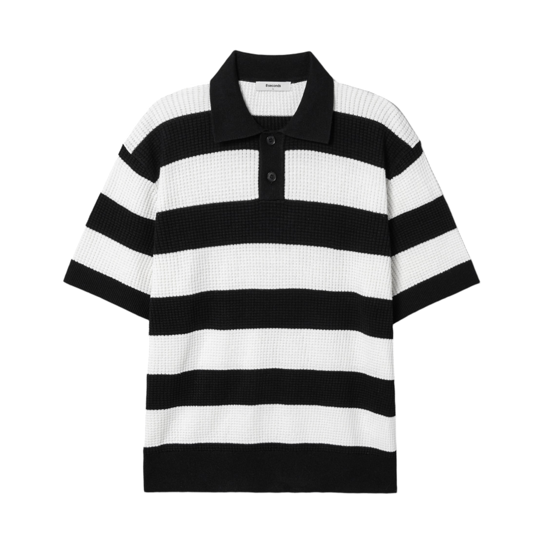 에잇세컨즈 보더 스트라이프 숏슬리브 니트 블랙(8seconds Border Stripe Short Sleeve Knit Black)