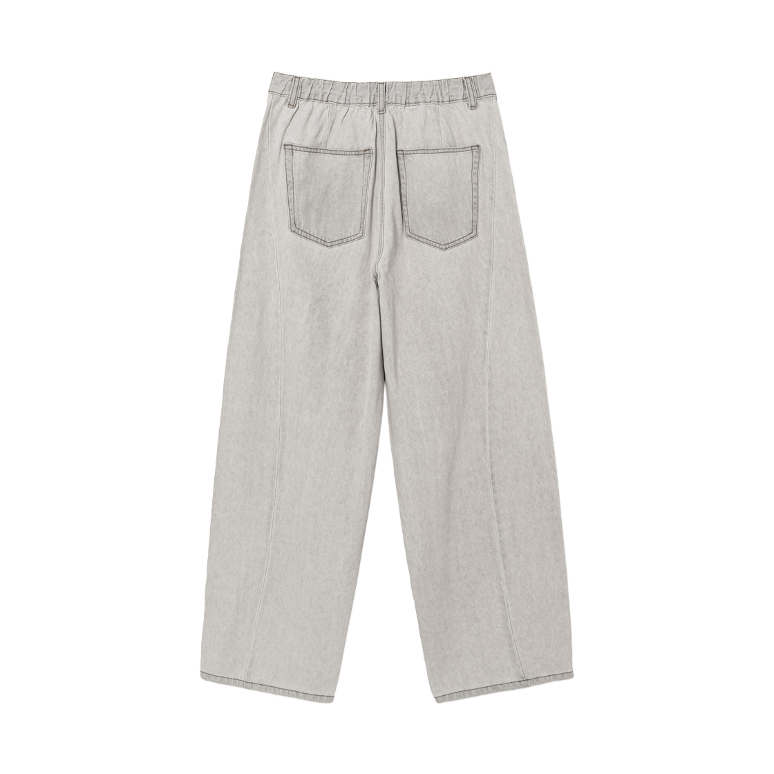 (W) 에잇세컨즈 하프 밴딩 벌룬핏 라이트웨이트 데님 라이트 그레이 실버((W) 8seconds Half Banding Balloon Fit Lightweight Denim Light Gray Silver) - 2