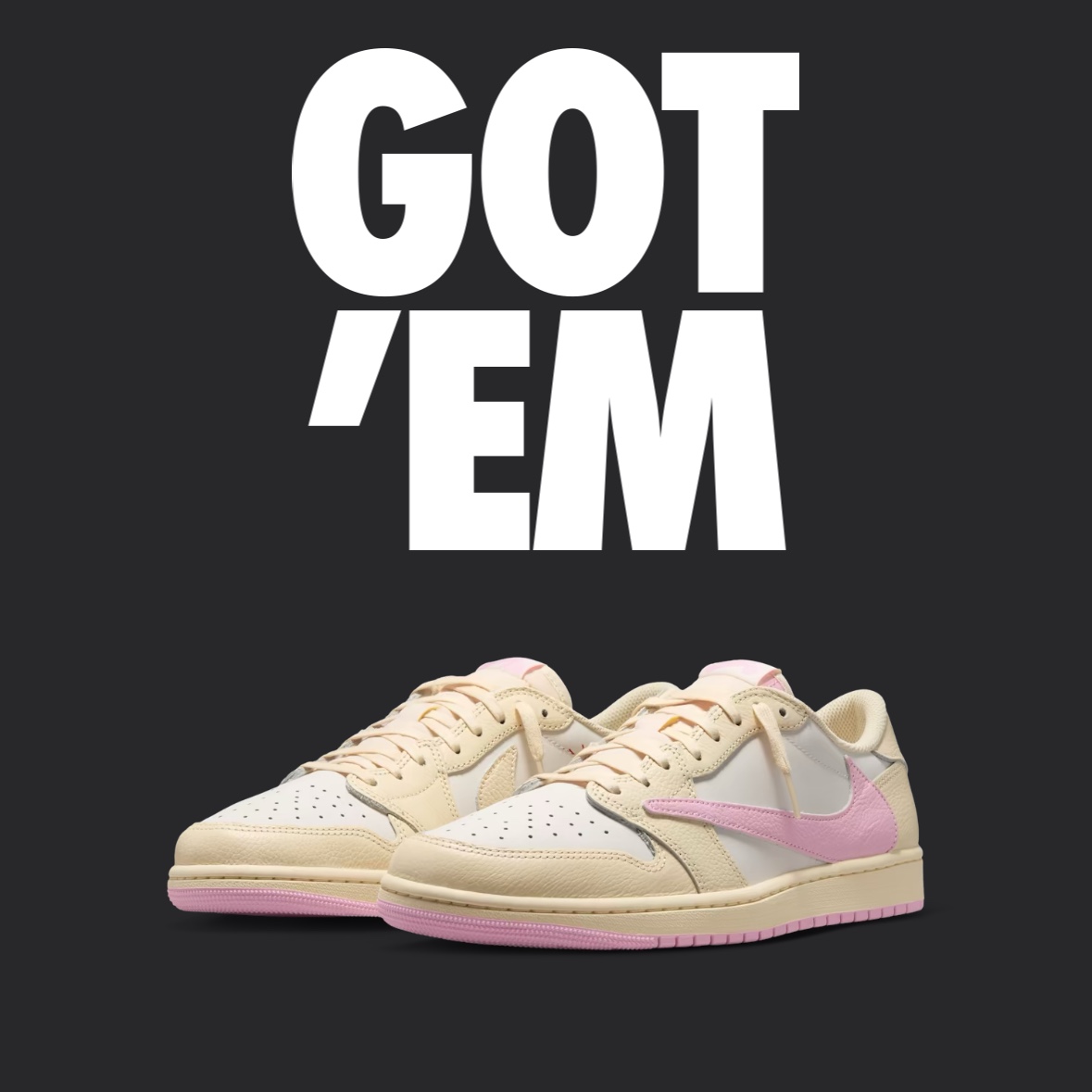 Jordan 1 x Travis Scott Retro Low OG SP Sail Tropical Pink, Jordan 1 x Travis Scott Retro Low OG SP Muslin Shy Pink 착용 스타일 - 2
