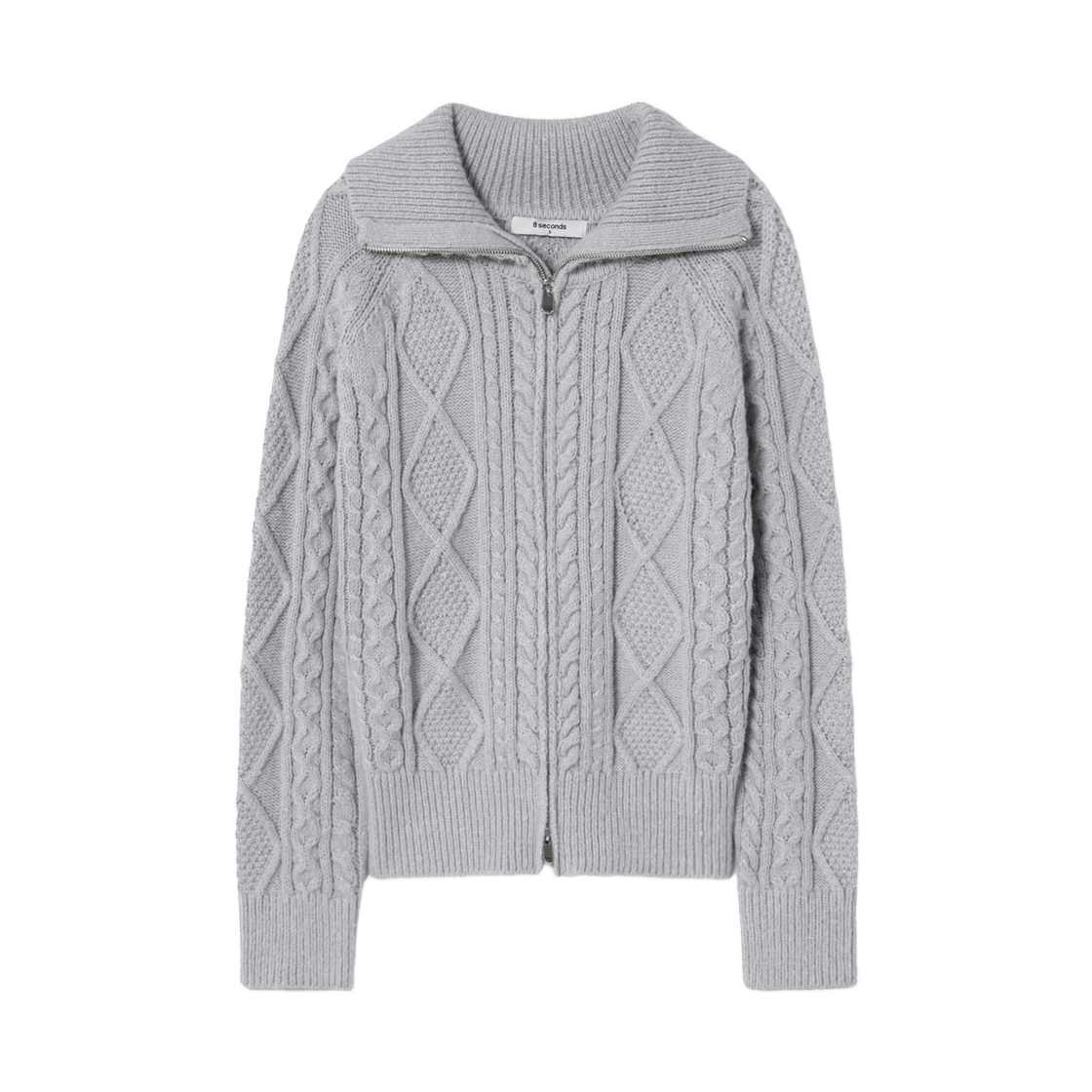 35515ALY23 (W) 8seconds Cable Zip Up Cardigan Gray Antique Silver