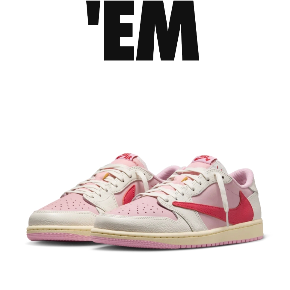Jordan 1 x Travis Scott Retro Low OG SP Sail Tropical Pink 착용 스타일