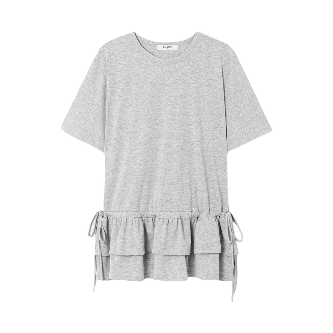 125442MQ83 (W) 8seconds Loose Fit Frill Short Sleeve Jersey Top Gray Antique Silver