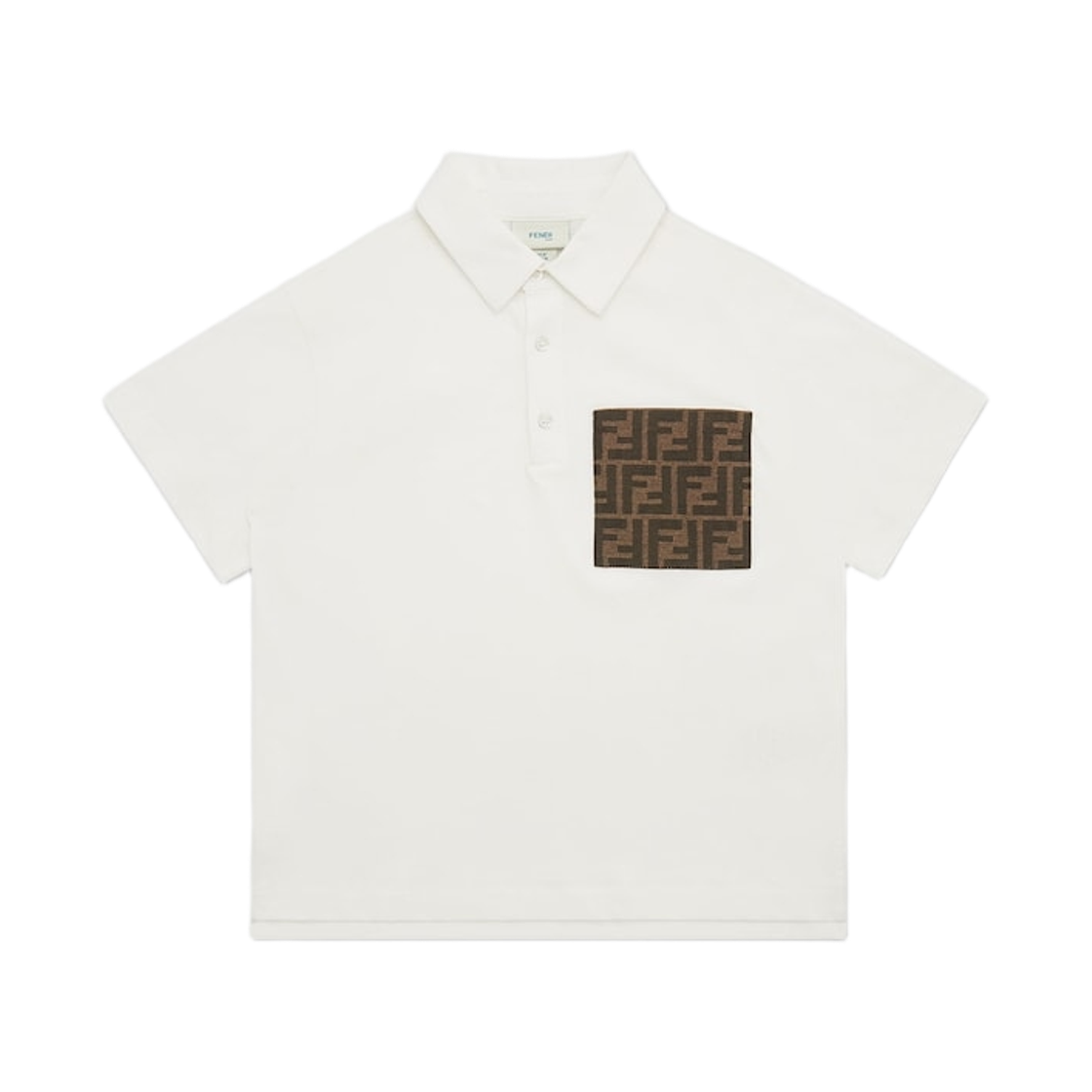 (키즈) 펜디 포켓 저지 폴로 셔츠 화이트((Kids) Fendi Jersey Polo Shirt with Pocket White) - 1