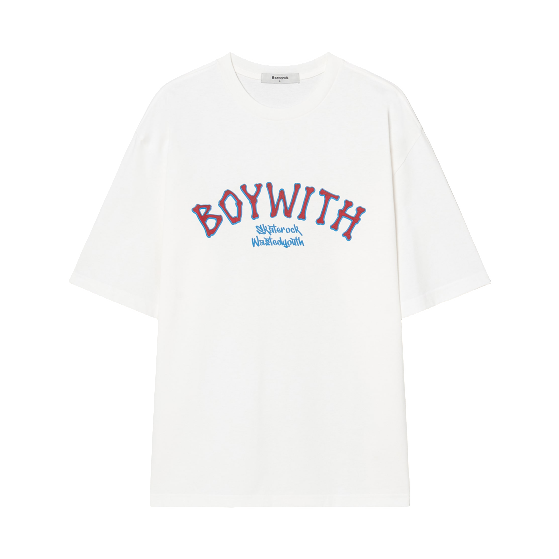 265542AY41 8seconds Casual Cotton Color Lettering Short Sleeve T-Shirt White