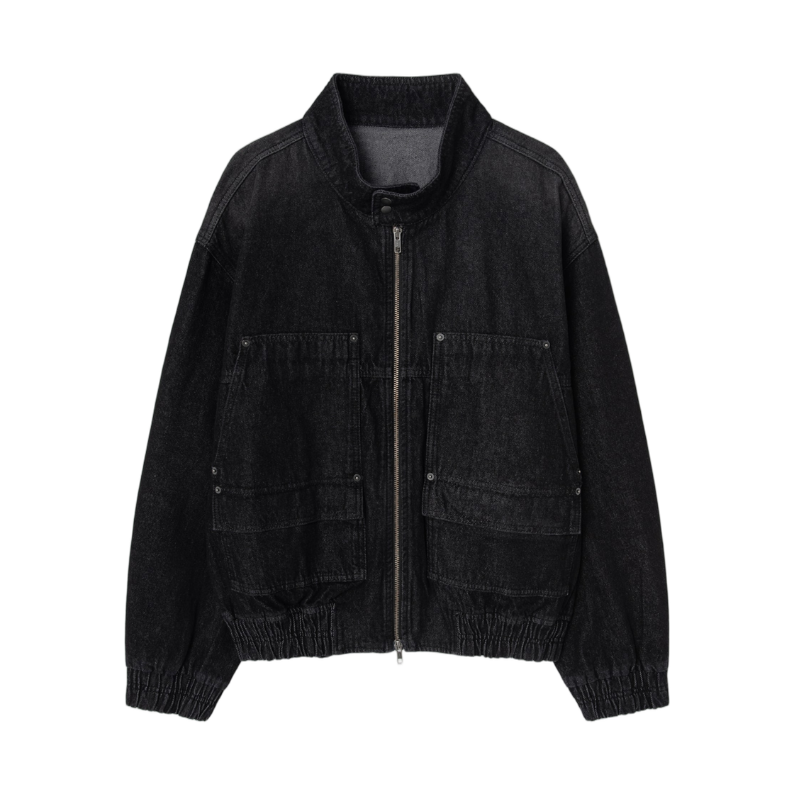 에잇세컨즈 집업 칼라 봄버 스프레이 아우터 블랙(8seconds Zip Up Collar Bomber Spray Outer Black)