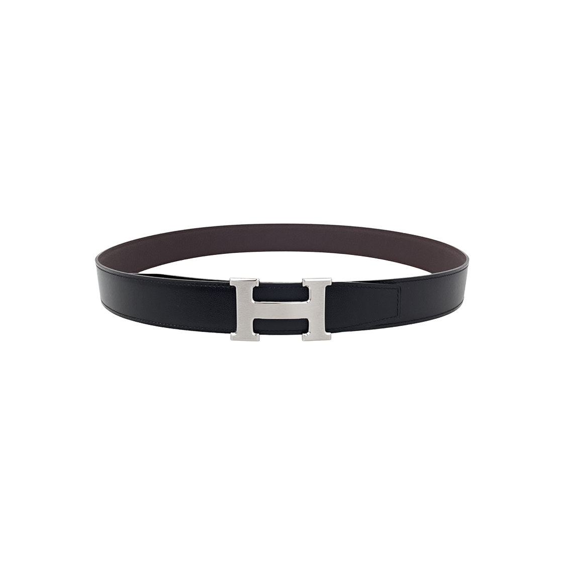 ITGSVRUJ49OP Hermes Men Reversible H Buckle Belt Black & Chocolate Matte Finish 6HA0594