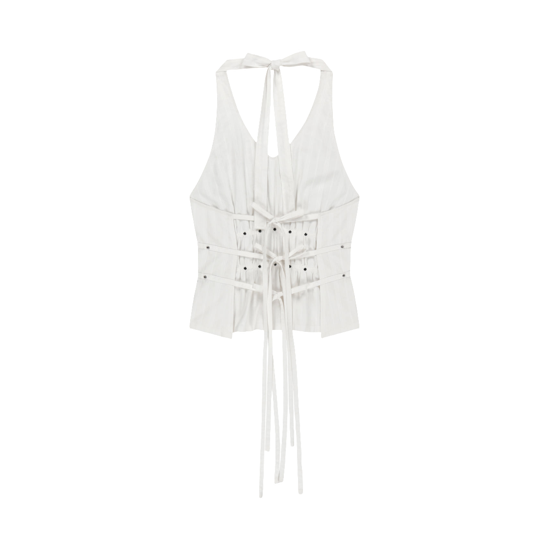 (W) 마뗑킴 홀터 넥 셔링 블라우스 화이트((W) Matin Kim Halter Neck Shirring Blouse In White) - 2