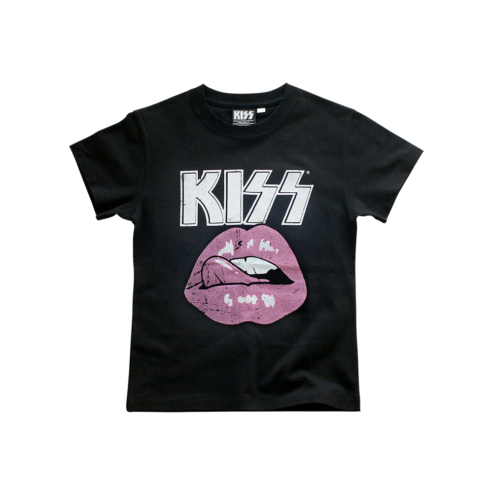 메인부스 X KISS 우먼 빈티지 립 티셔츠 블랙(MAINBOOTH X KISS Woman Vintage Lip T-shirt Black)