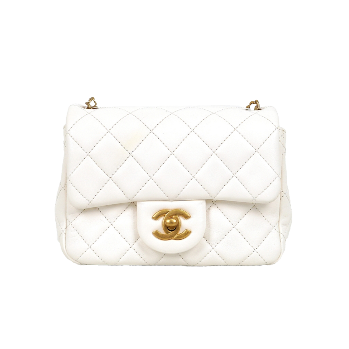 IT9WBGK3HD39 Chanel Golden Ball Petit Sac Lambskin Vintage White Interior Chip