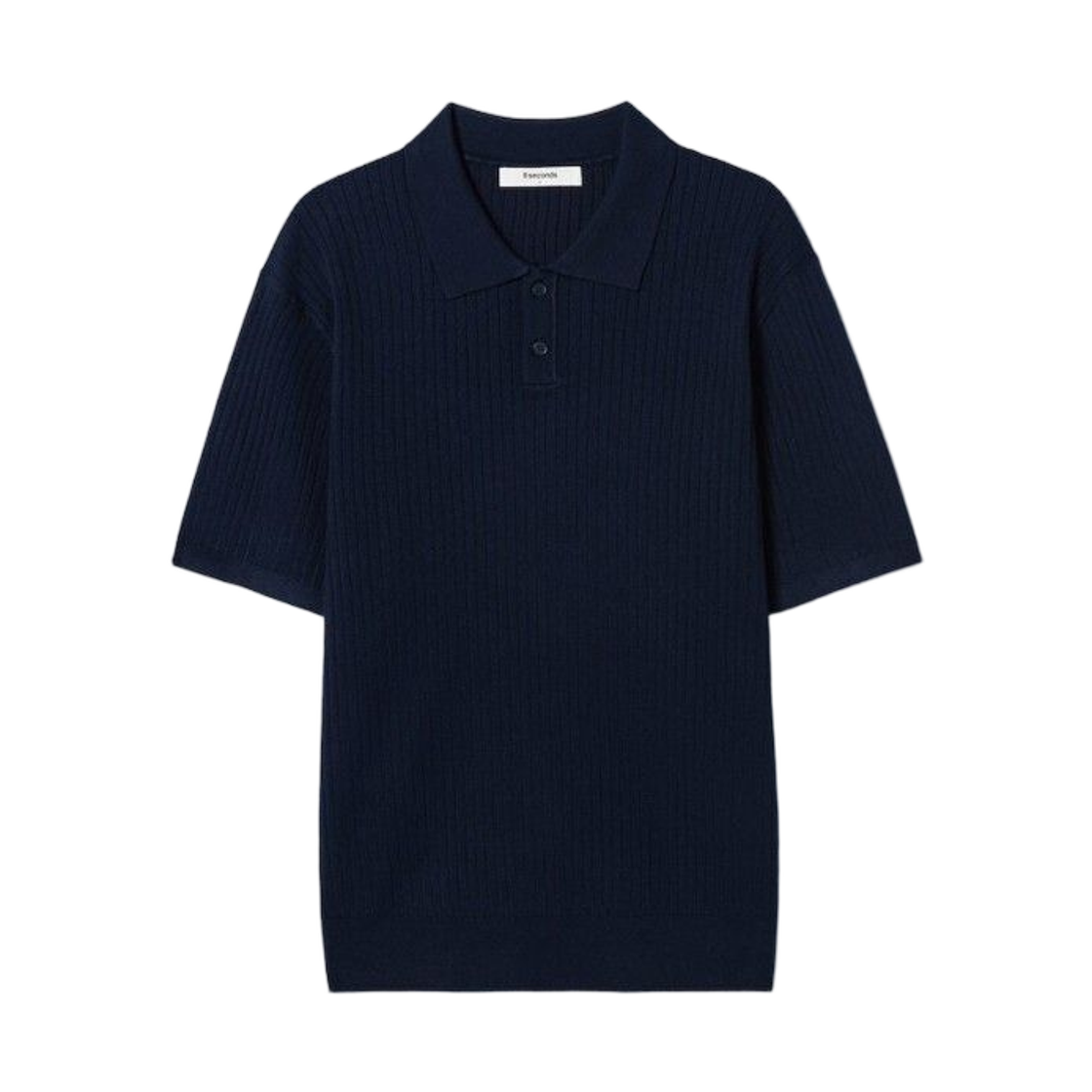 에잇세컨즈 리브드 칼라 넥 숏슬리브 니트 네이비(8seconds Ribbed Collar Neck Short Sleeve Knit Navy)