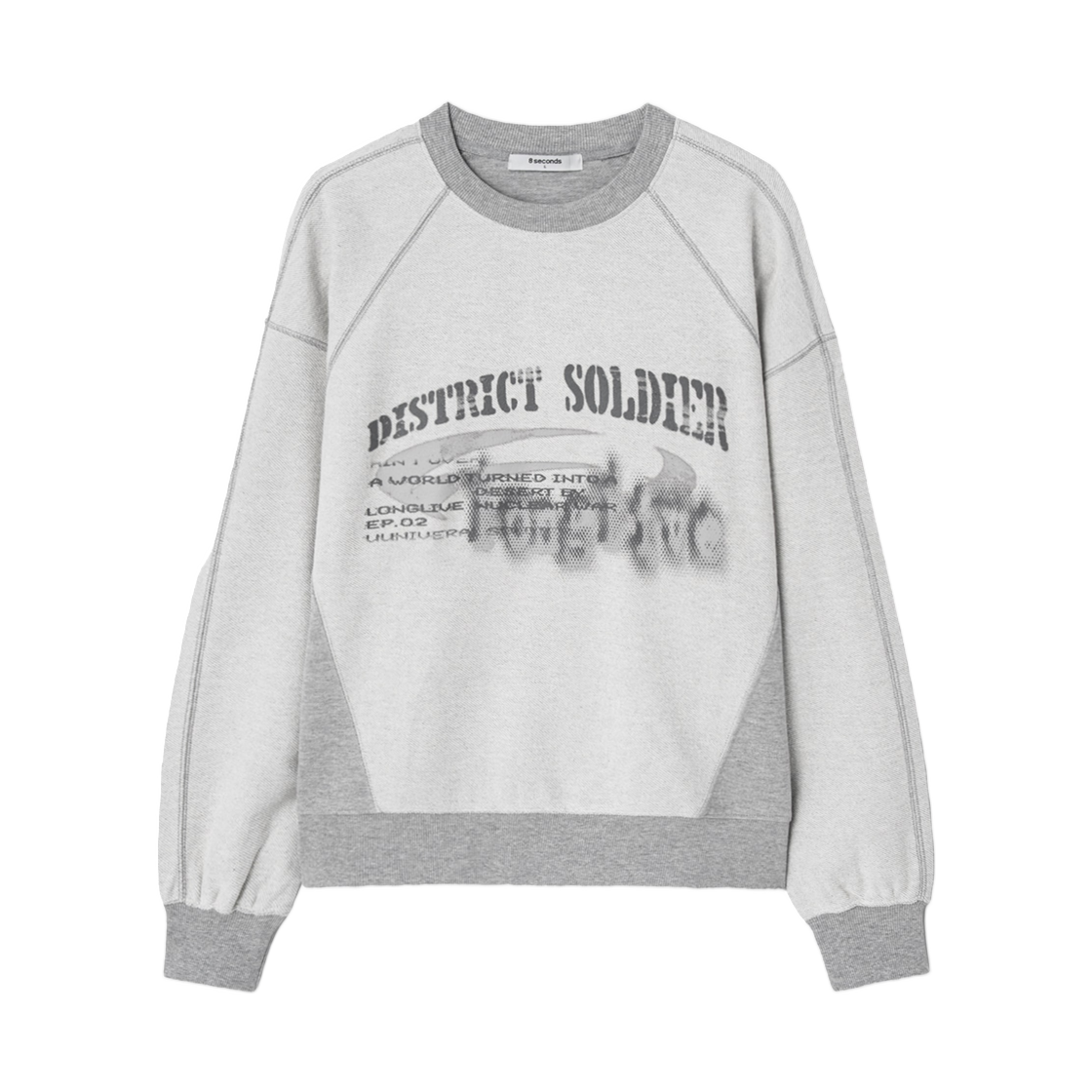 265141AY32 8seconds Color Cut Graphic Sweatshirt Light Gray Silver