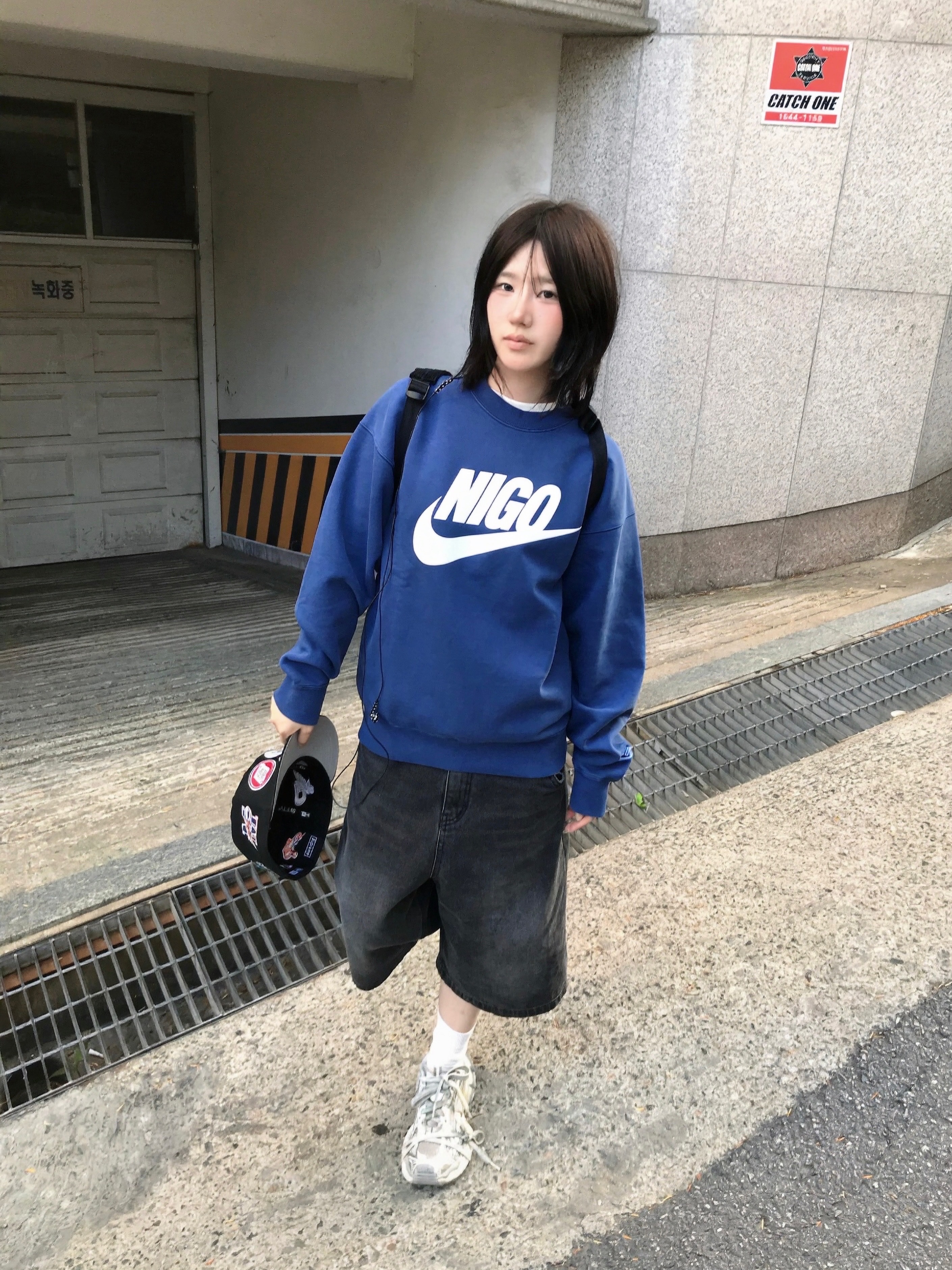 Nike x Nigo Fleece Crewneck Sweatshirt Blue Void (FV5941-492), Nike x Nigo Fleece Crewneck Sweatshirt Blue Void - Otsumo Plaza Exclusive(FV9542-492) 착용 스타일 - 4