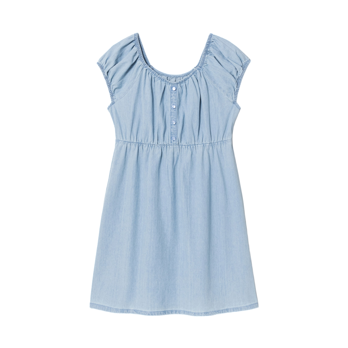 165571AP3Q (W) 8seconds Denim Shirring Mini Onepiece Sky Blue