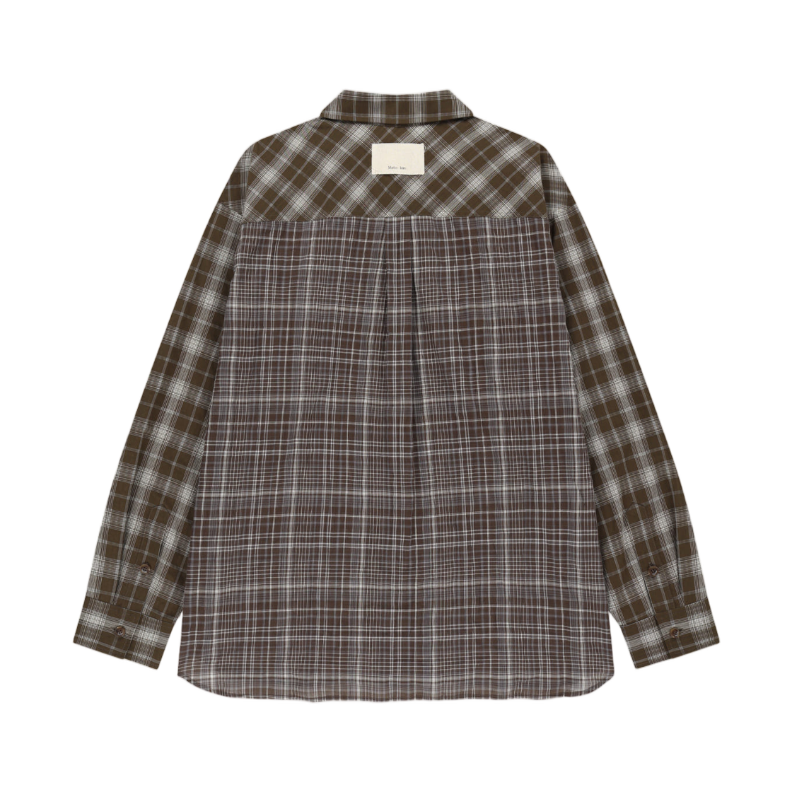 마뗑킴 믹스드 체크 오버 핏 셔츠 브라운(Matin Kim Mixed Check Over Fit Shirt In Brown) - 2