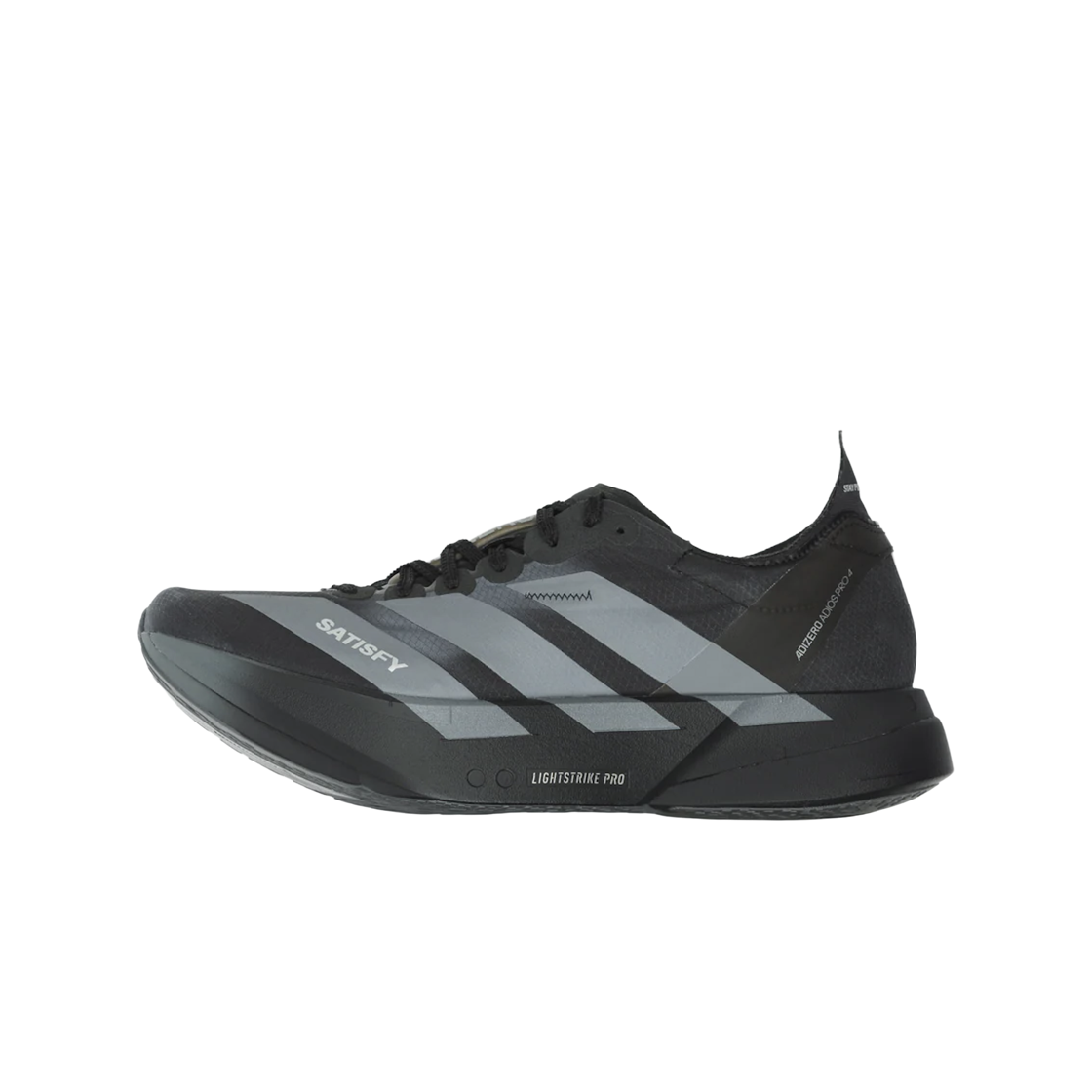 (W) 아디다스 x 새티스파이 아디제로 아디오스 프로 4 코어 블랙 나이트 메탈릭((W) Adidas x Satisfy Adizero Adios Pro 4 Core Black Night Metallic) - 2