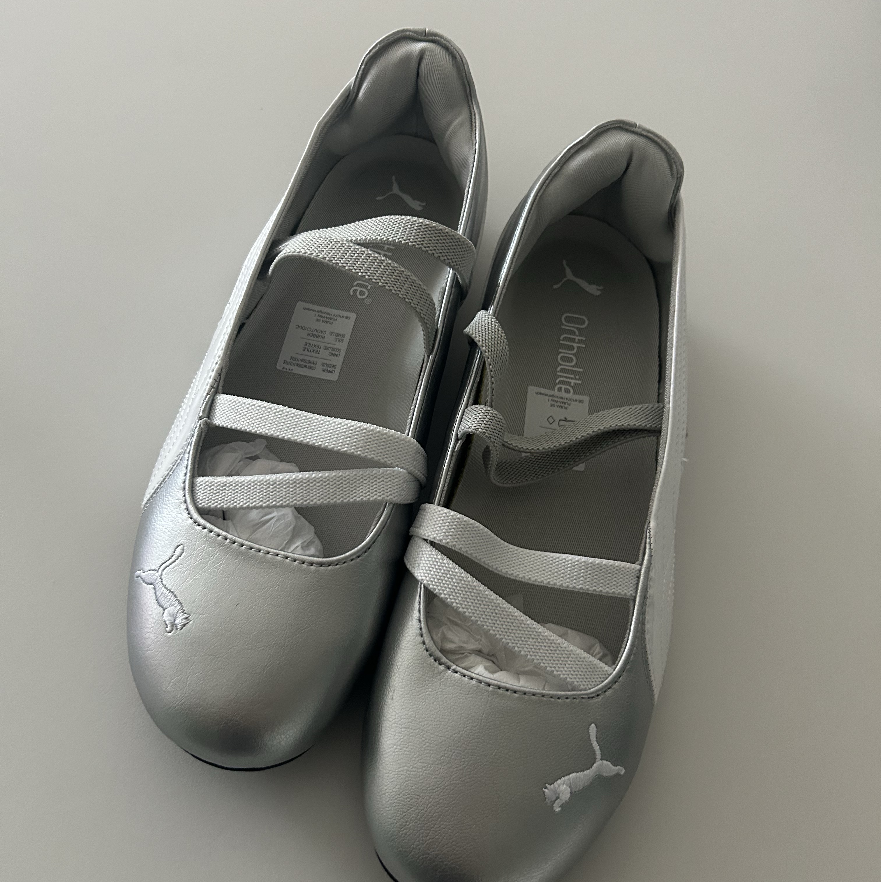 (W) Puma Speedcat Ballet Metallic Puma Silver Puma White 착용 스타일